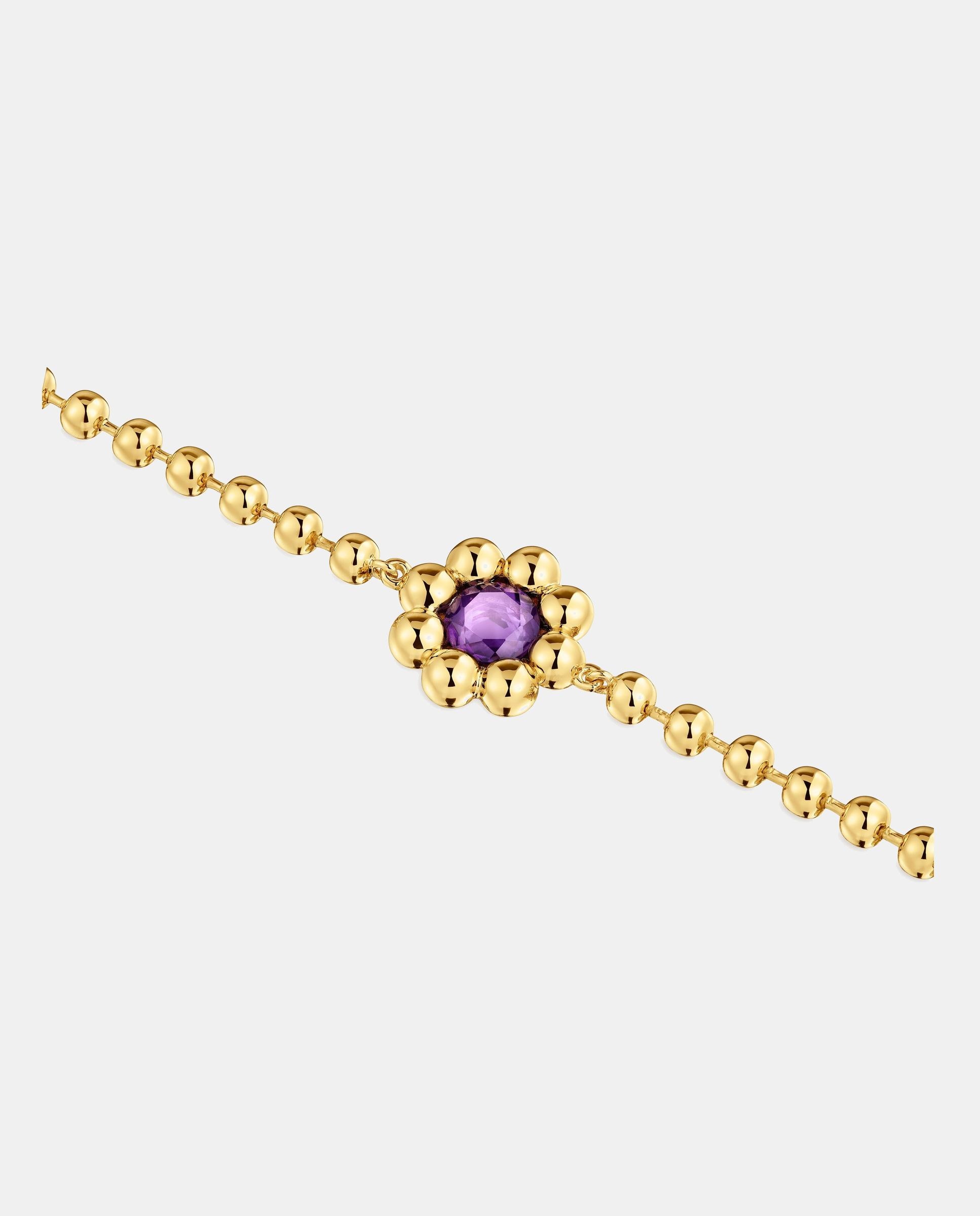 Imagen 3 de Pulsera sugar party con flor bañada en oro 18 kt sobre plata y amatista - Tous - Morado Morado
