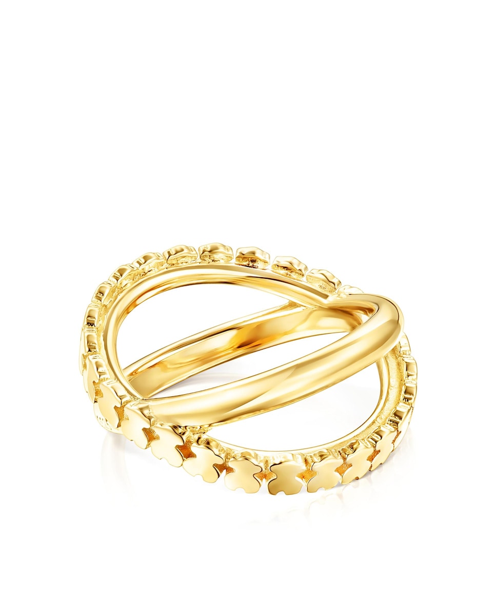 Anillo Straight cruz bañado en oro de 18 kt sobre plata con una tira de  osos 10 Dorado - Main Image