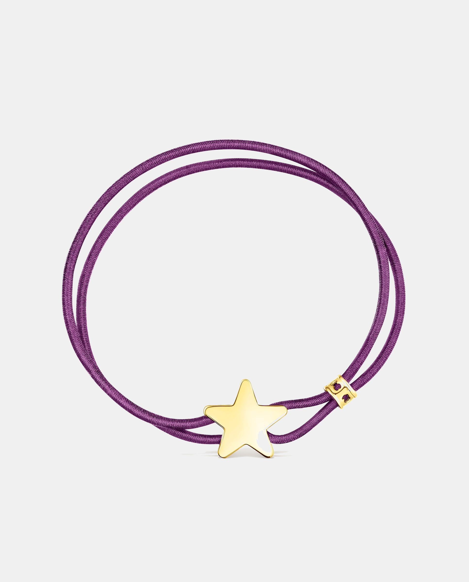 Imagen 2 de Pulsera sweet dolls elástica con estrella bañada de oro 18 kt sobre plata - Tous - Morado Morado