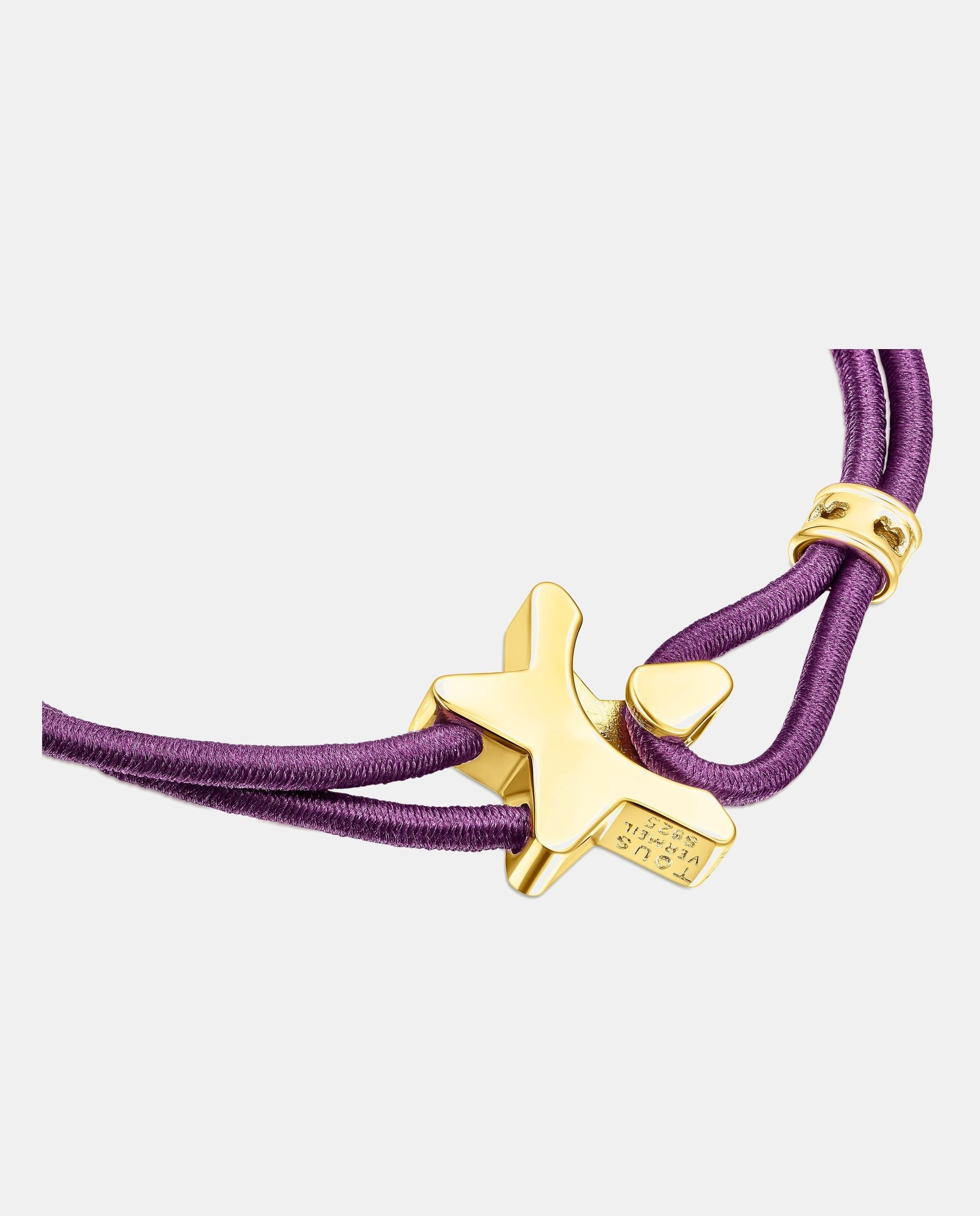 Imagen 3 de Pulsera sweet dolls elástica con estrella bañada de oro 18 kt sobre plata - Tous - Morado Morado
