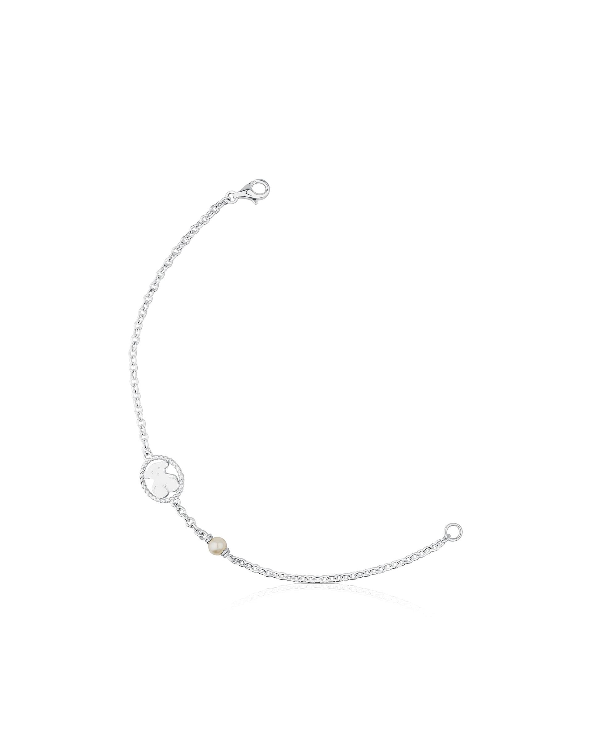 Pulseira de Corrente Camee de Prata com Pérola Branco-1