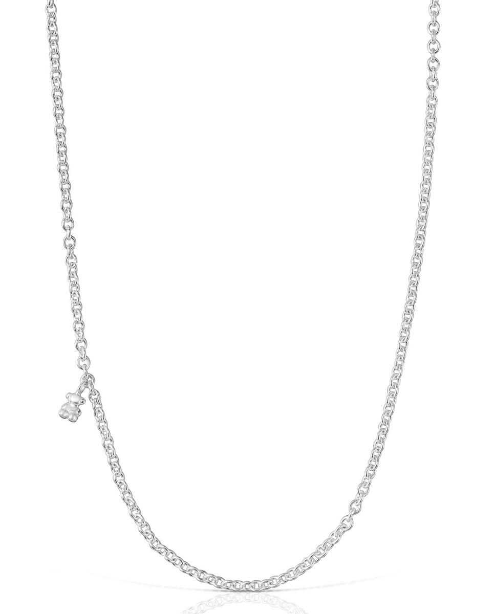Collar Bold Bear corto de plata con anillas Plata-2