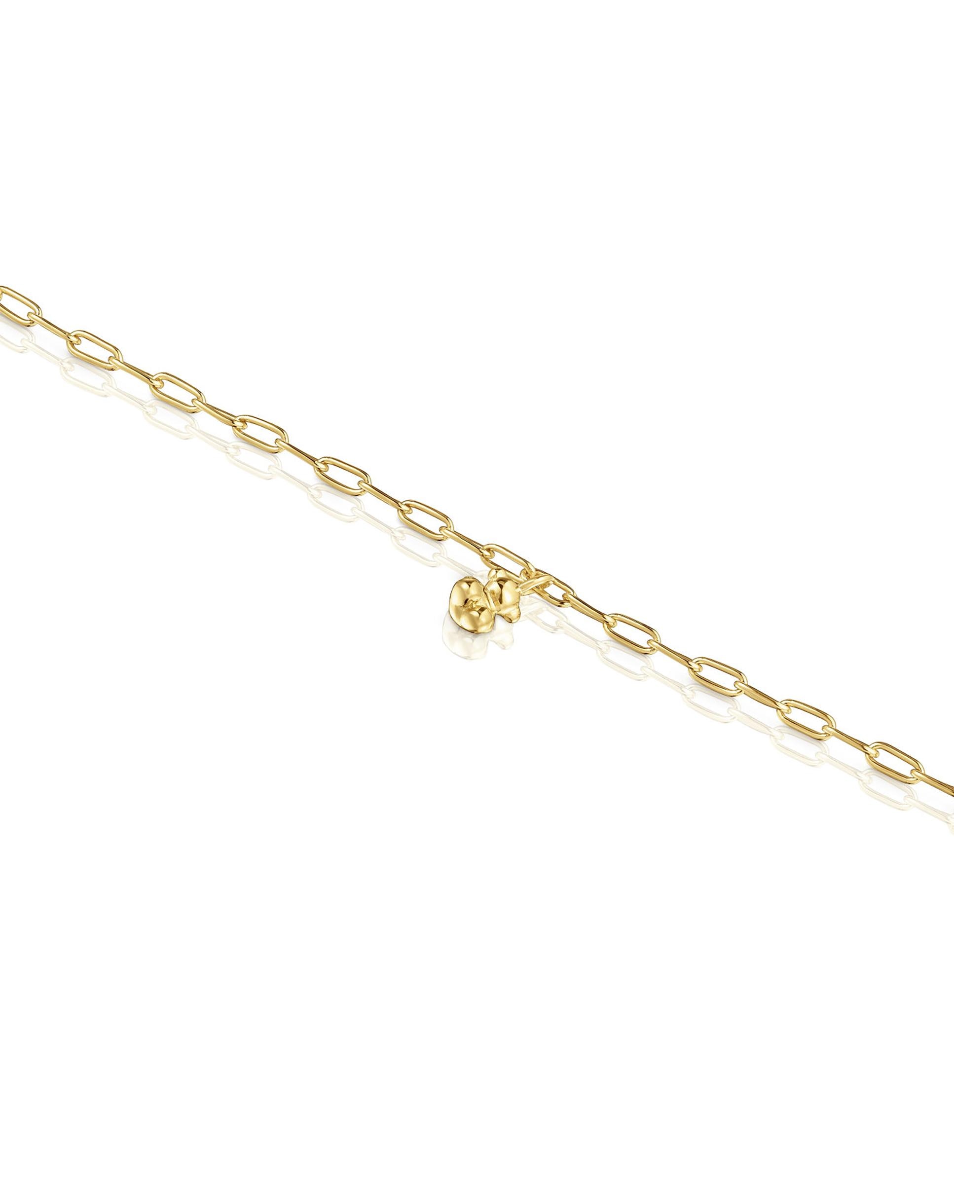 Pulsera de cadena bold bear bañada en oro 18 kt sobre plata con anillas Dorado Tous Dorado-3
