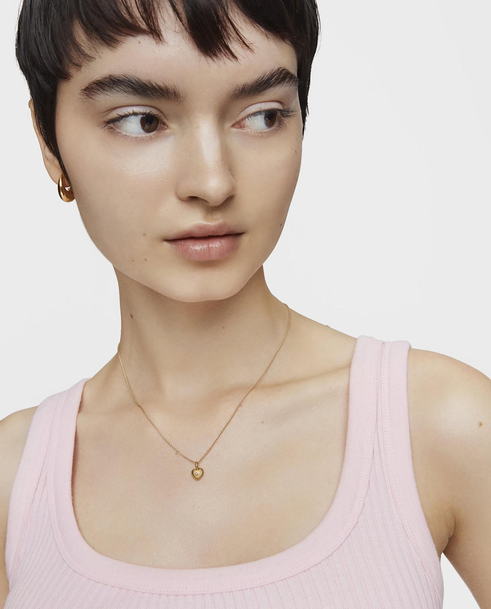 Colgante My Other Half corazón pequeño en oro con diamante Blanco-3