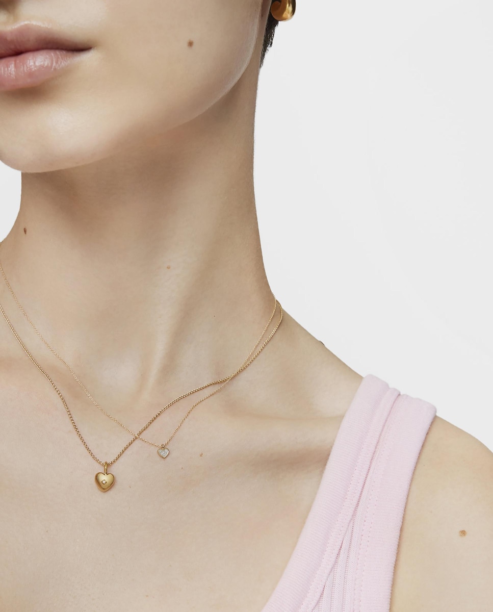 Colgante My Other Half corazón pequeño en oro con diamante Blanco-4