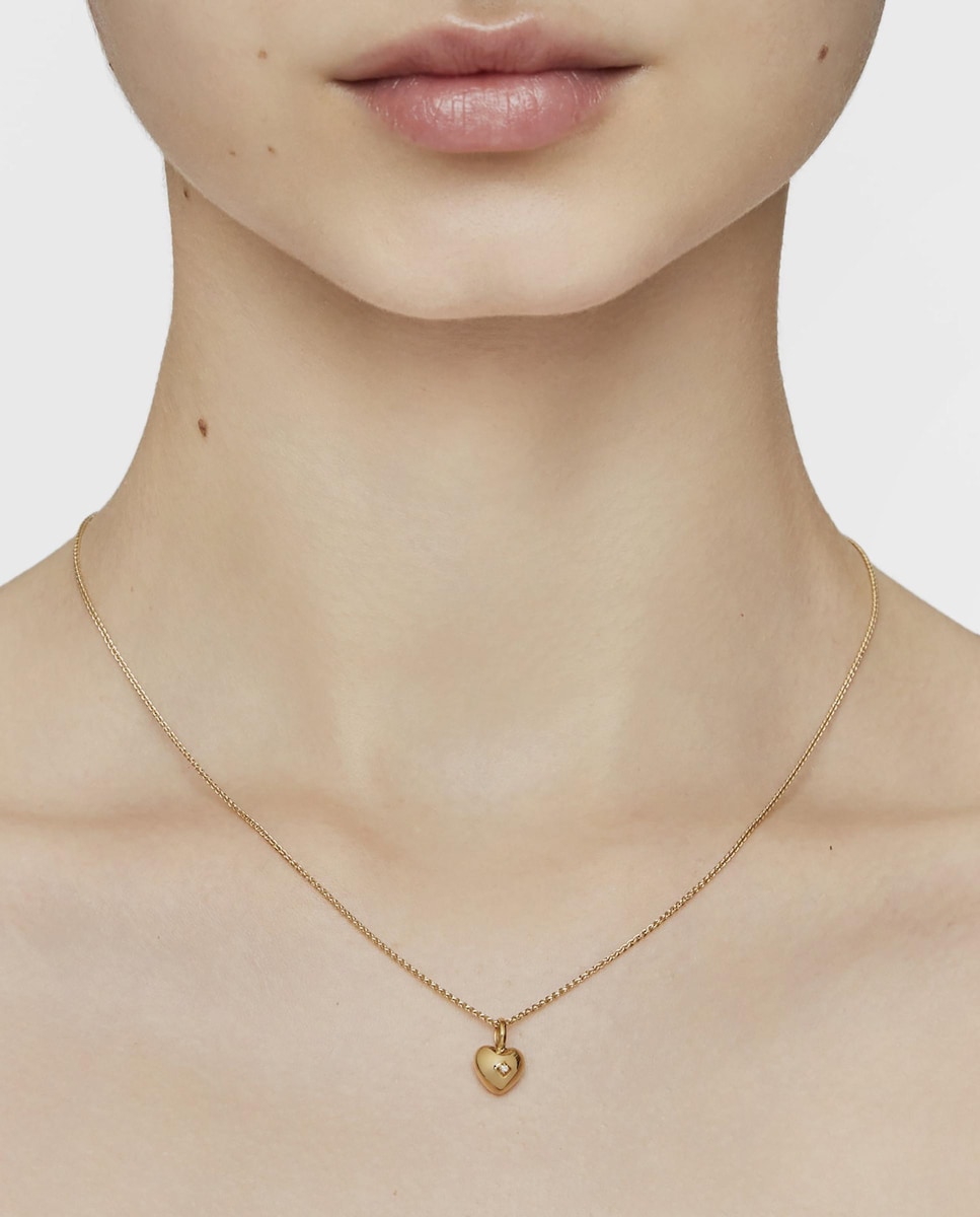 Colgante My Other Half corazón pequeño en oro con diamante Blanco-5