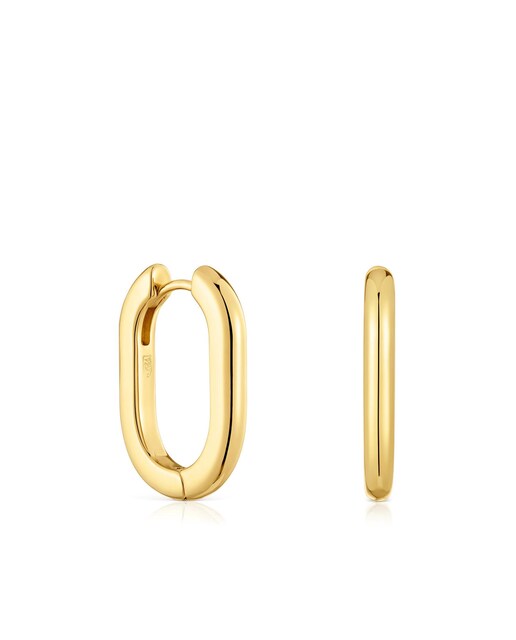 Imagen 0 de Pendientes aro largos bañados en oro 18 kt sobre plata