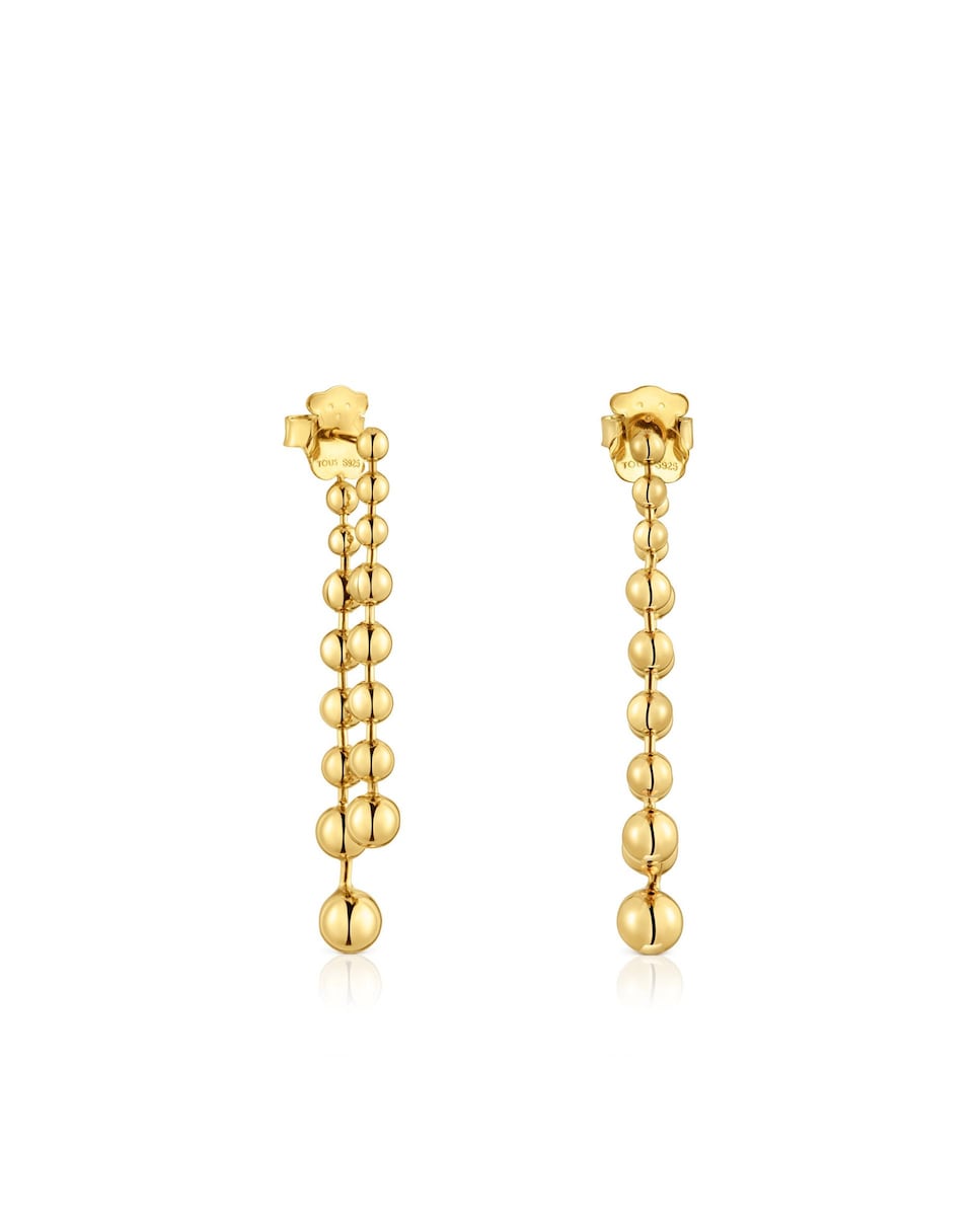 Pendientes Gloss largos doblesbañados en oro de 18 kt sobre plata Oro-1