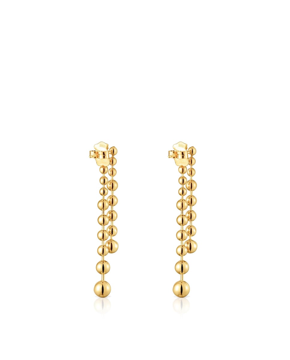 Pendientes Gloss largos doblesbañados en oro de 18 kt sobre plata Oro-2