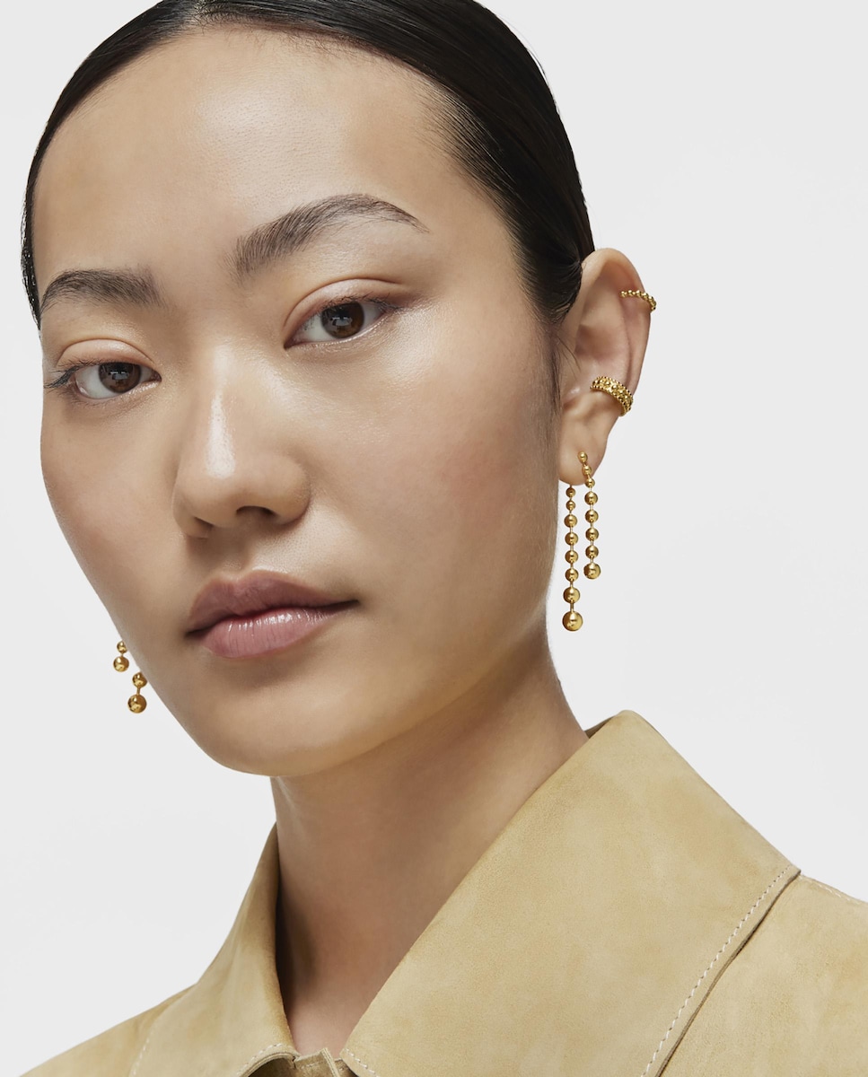 Pendientes Gloss largos doblesbañados en oro de 18 kt sobre plata Oro-3