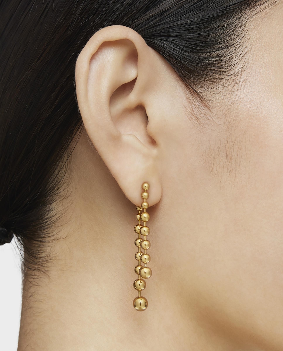 Pendientes Gloss largos doblesbañados en oro de 18 kt sobre plata Oro-4