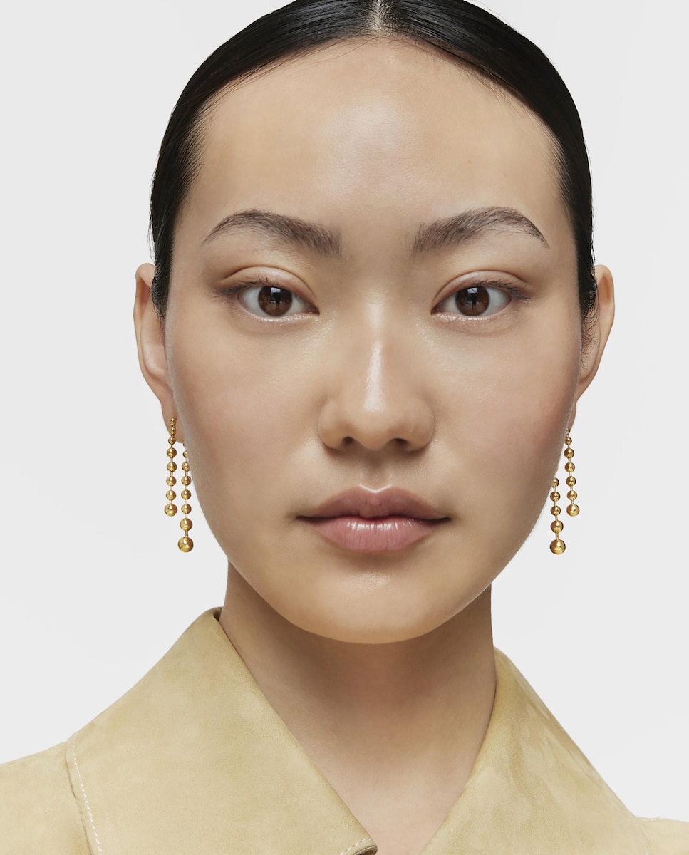 Pendientes Gloss largos doblesbañados en oro de 18 kt sobre plata Oro-5