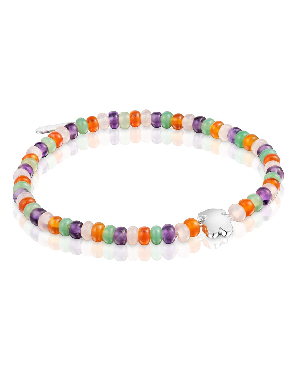 Pulsera Bold Motif elástica con gemas y oso de plata Multicolor-1