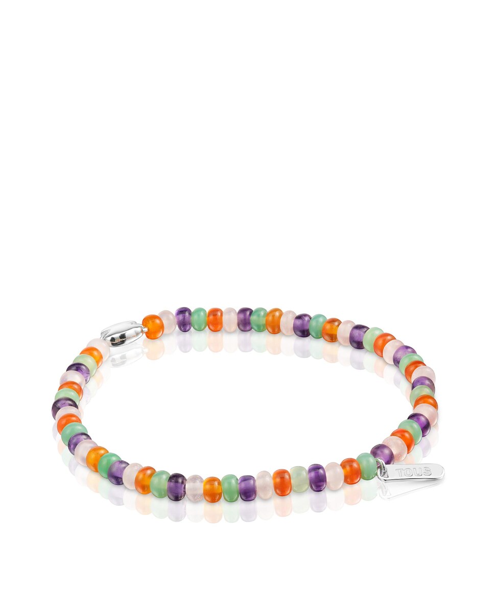 Pulsera Bold Motif elástica con gemas y oso de plata Multicolor-2