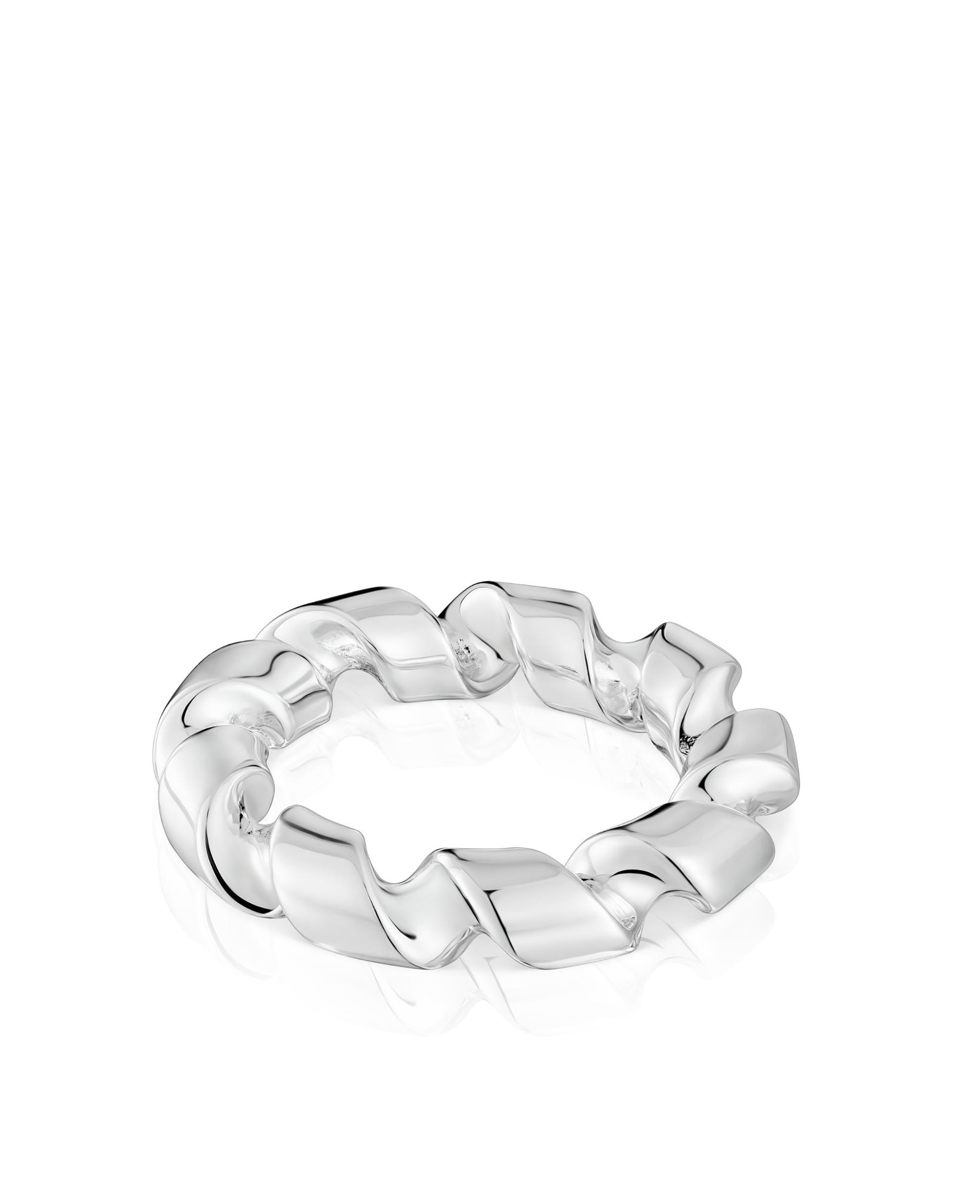 Anel de Prata Twisted Grande Espiral Prateado-3