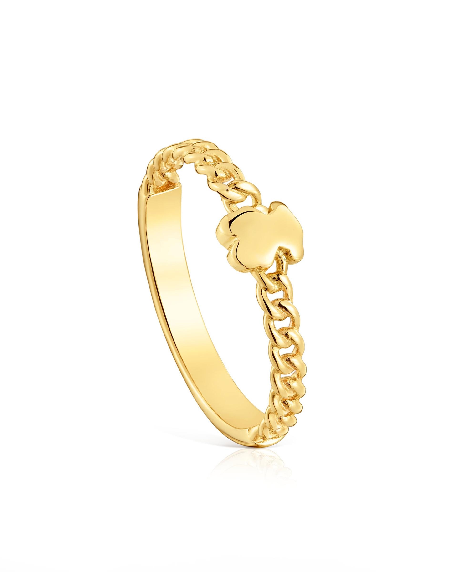 Anillo Bold Motif con oso ba ado en oro 18 kt sobre plata Tous