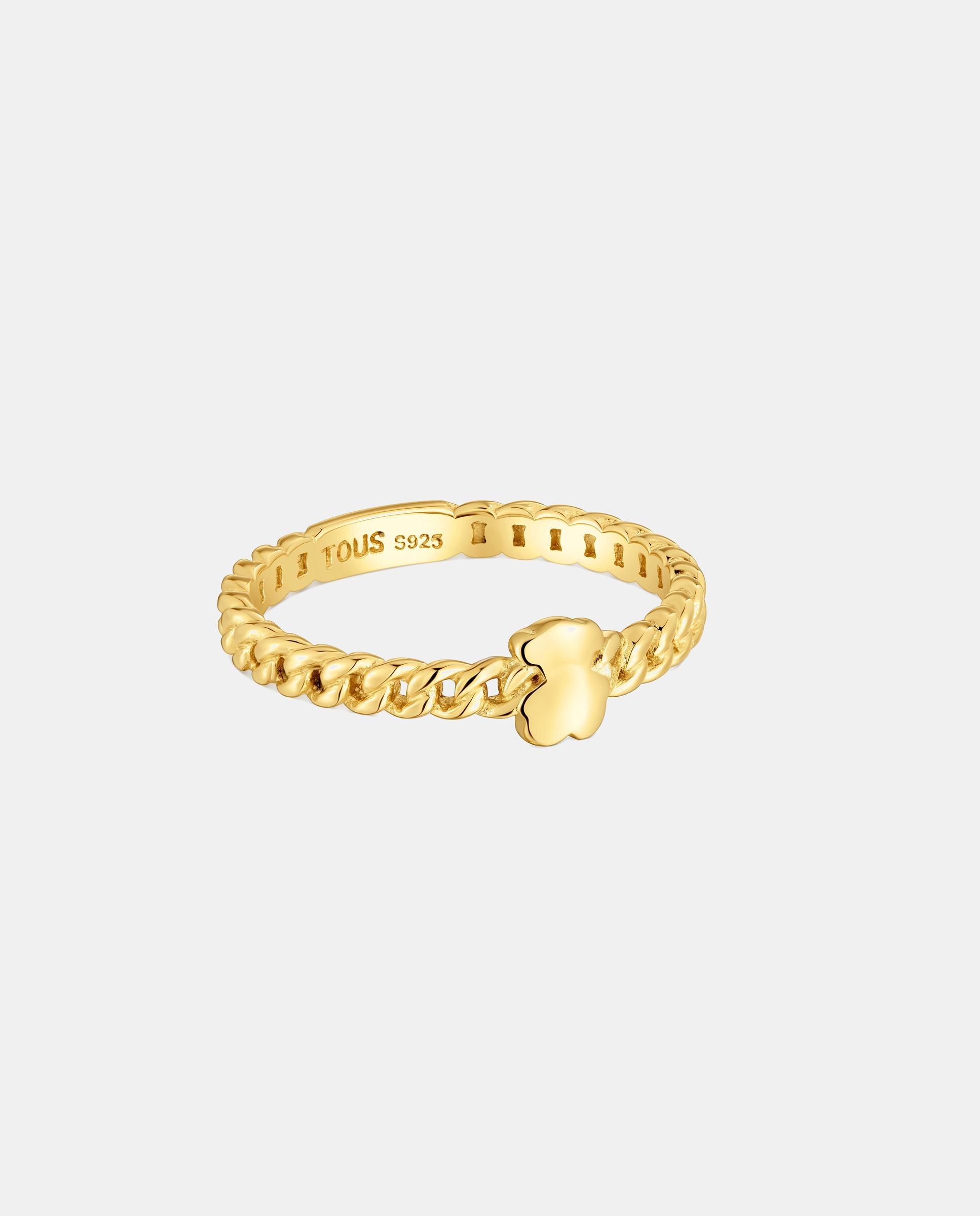 Anillo liso bold motif con oso bañado en oro 18 kt sobre plata - Tous - Dorado Dorado-2