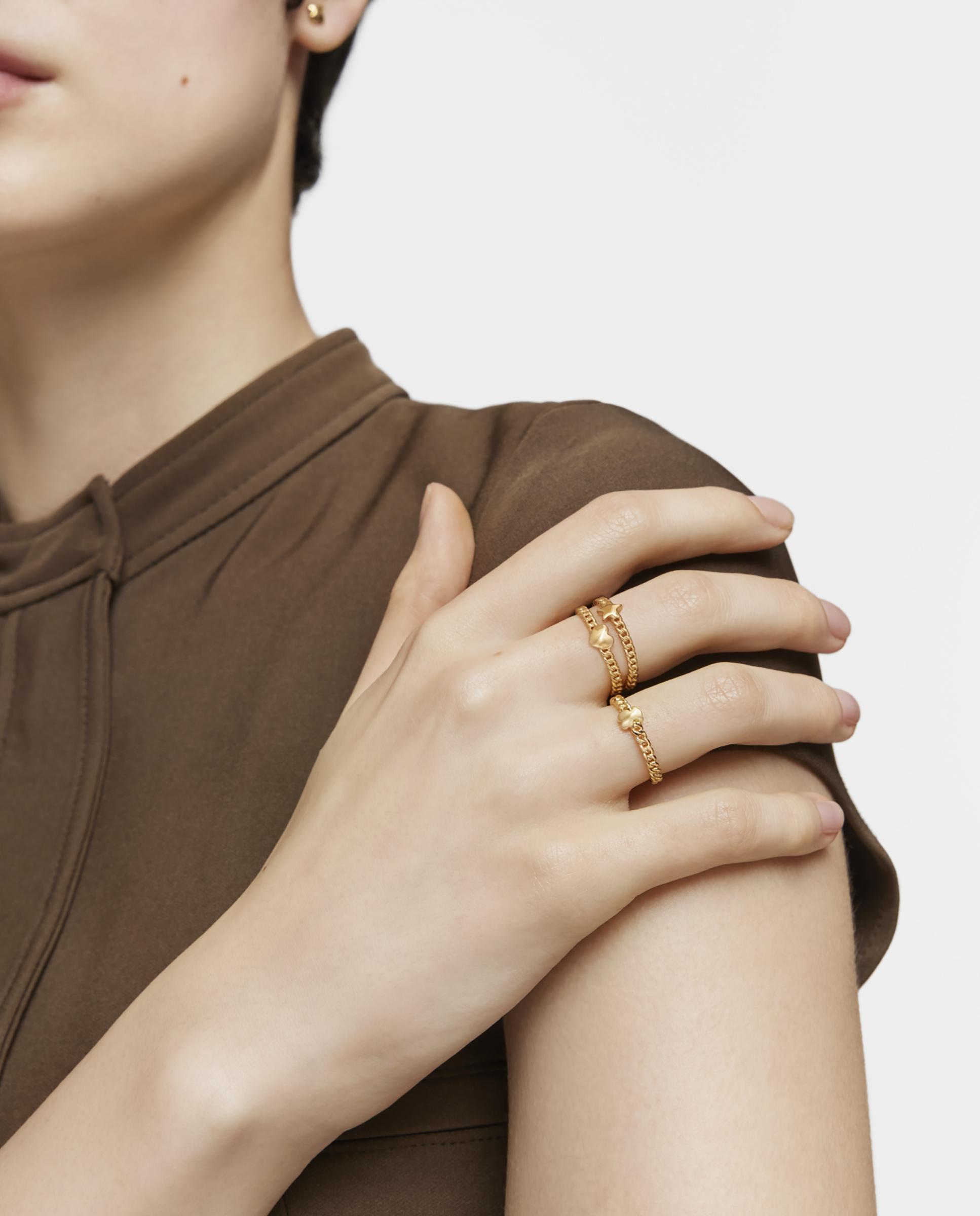 Anillo liso bold motif con oso bañado en oro 18 kt sobre plata - Tous - Dorado Dorado-3