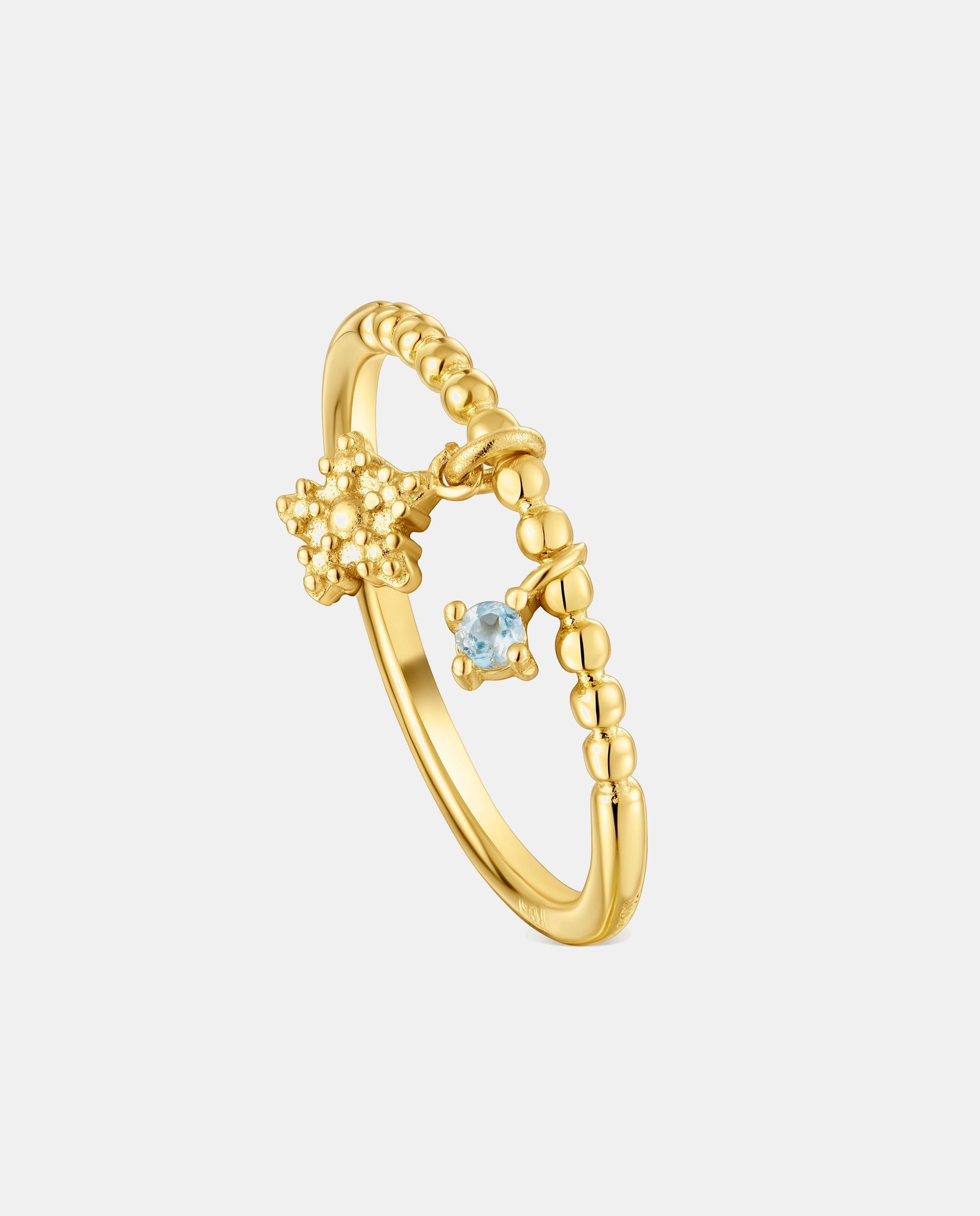 Anillo bañado en oro de 18 kt sobre plata y topacio grain pequeño - Tous - Azul Azul-1