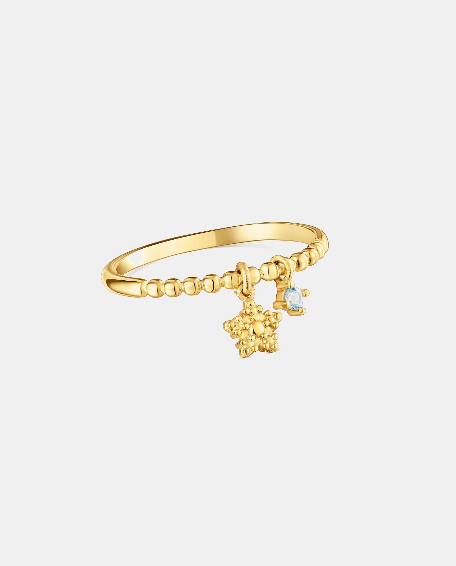 Anillo bañado en oro de 18 kt sobre plata y topacio grain pequeño - Tous - Azul Azul-2
