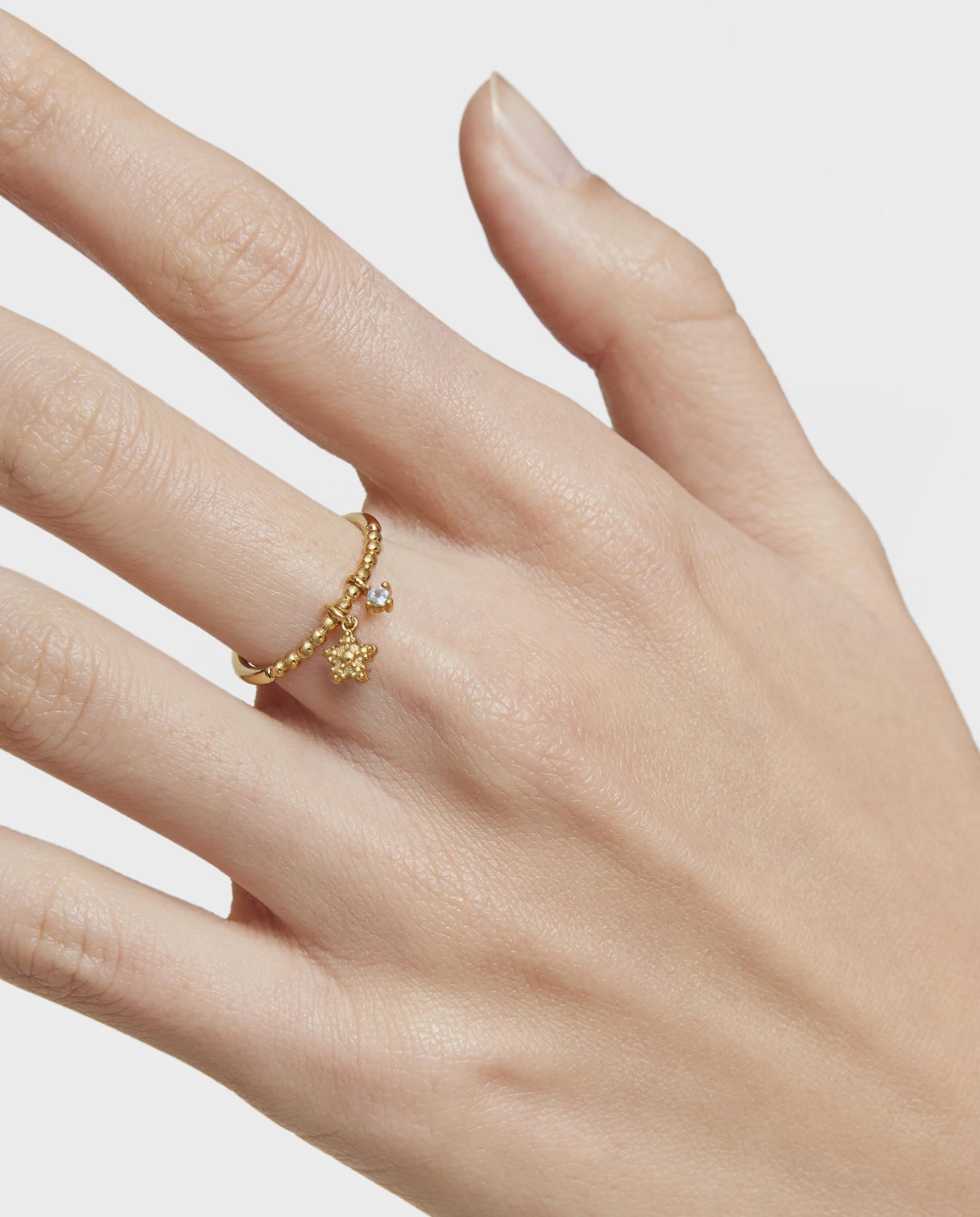 Anillo bañado en oro de 18 kt sobre plata y topacio grain pequeño - Tous - Azul Azul-3