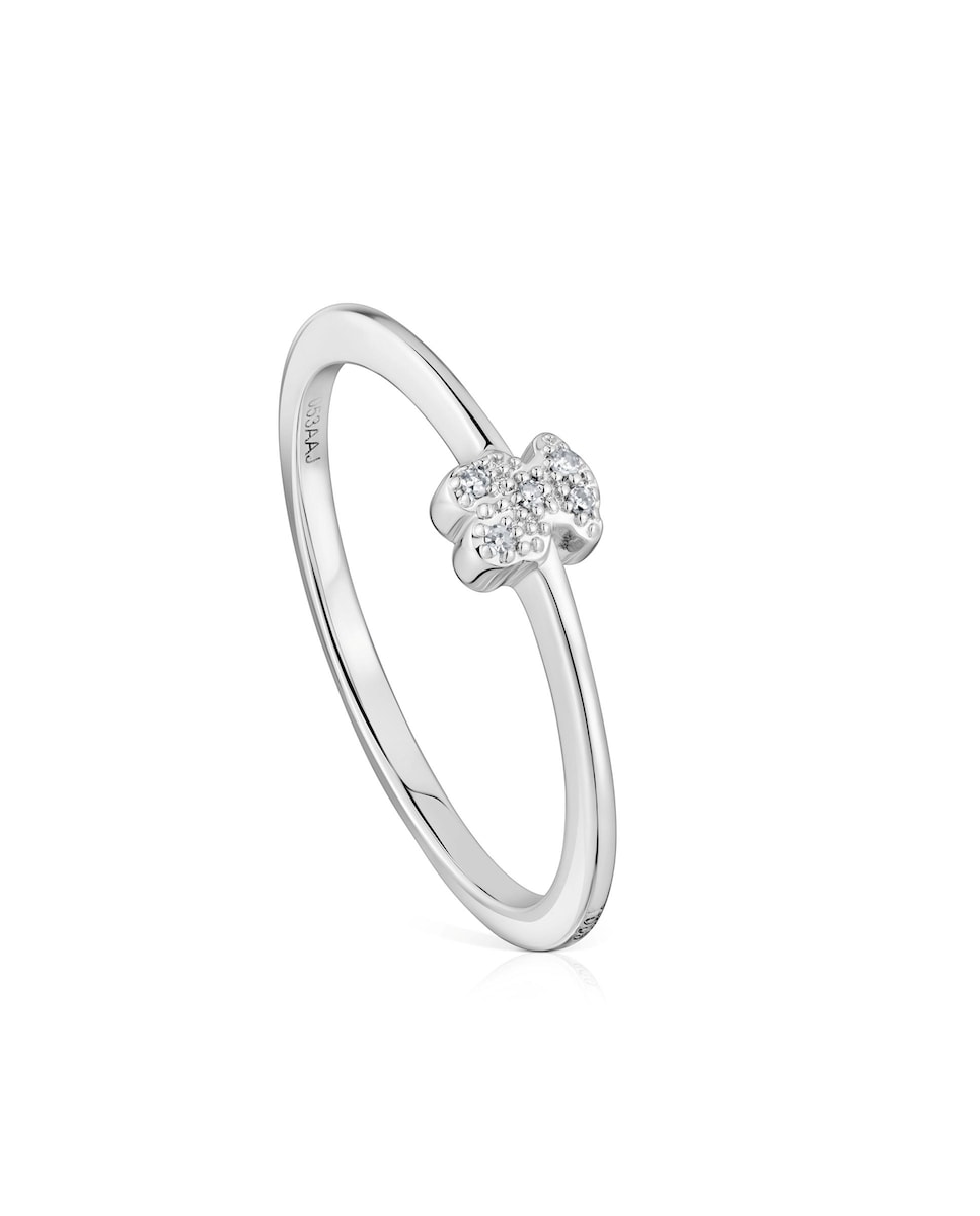 Anillo Grain pequeño con oso de oro blanco y diamantes · Tous · El