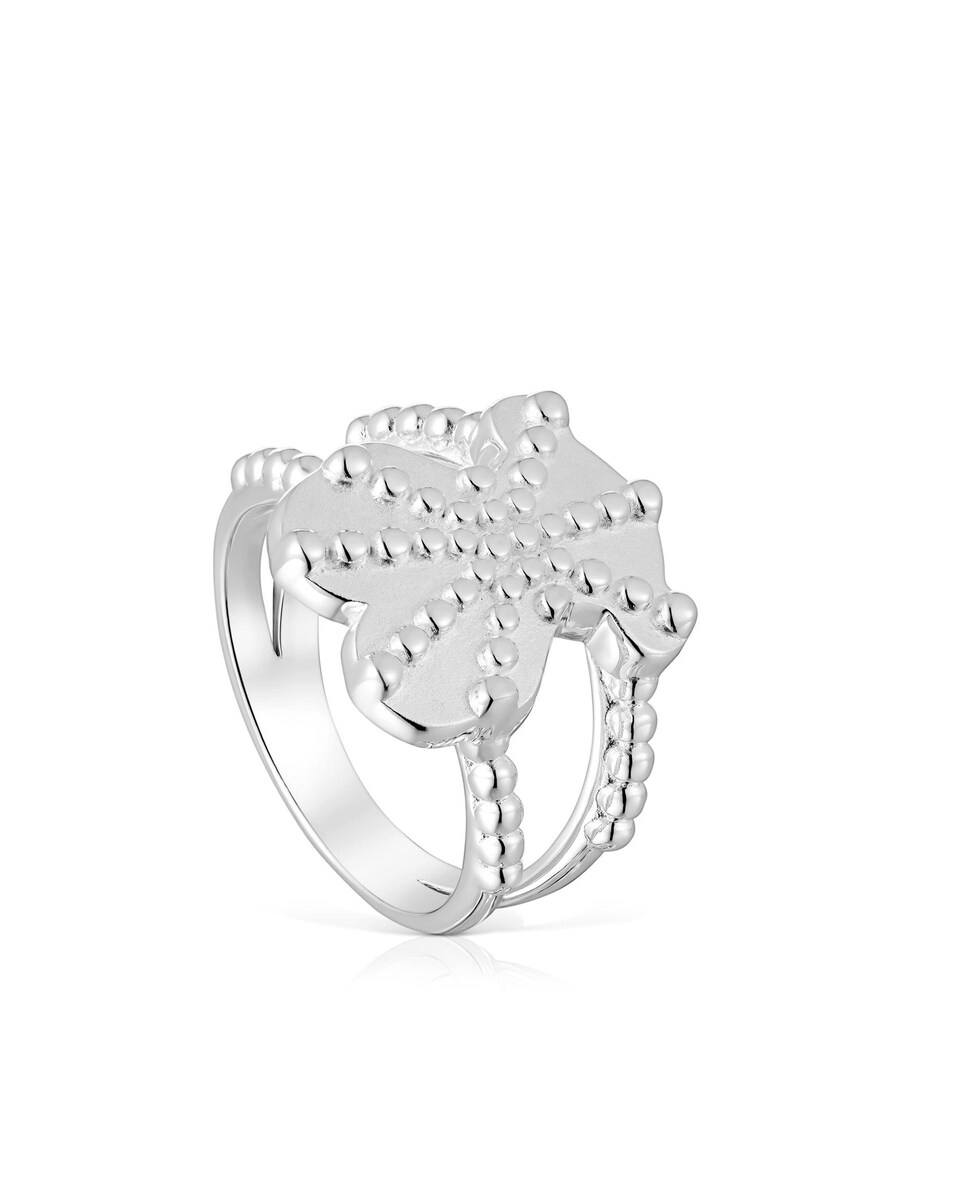 Anillo Grain grande de plata con oso 10 Plata