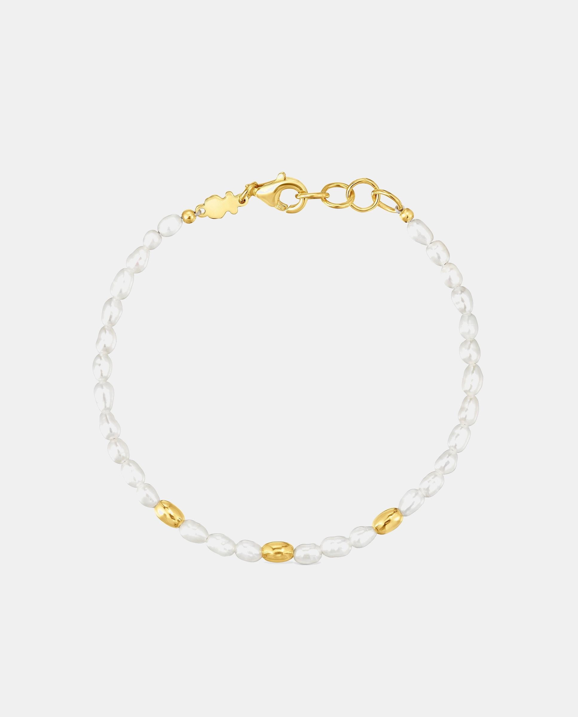Imagen 2 de Pulsera de cadena gloss con perlas bañada en oro de 18 kt sobre plata - Tous - Blanco Blanco