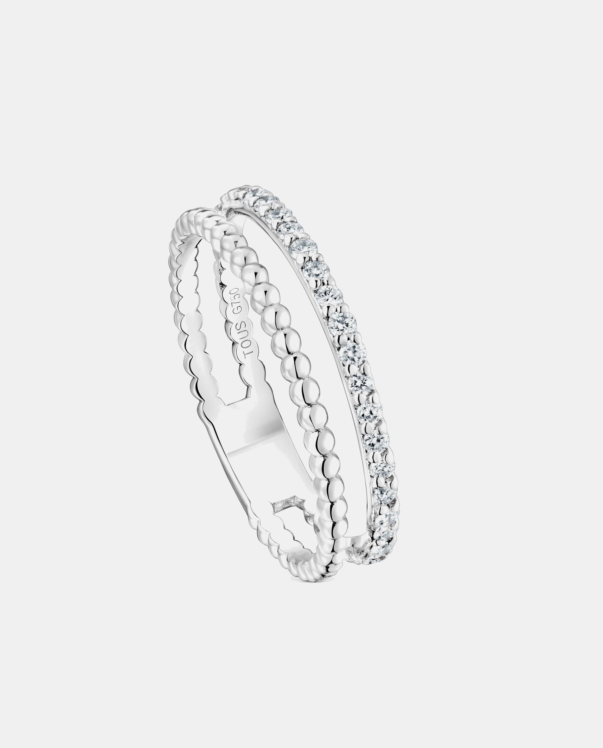 Anillo les classiques doble mediano de oro blanco y diamantes - Tous - Blanco Blanco-1