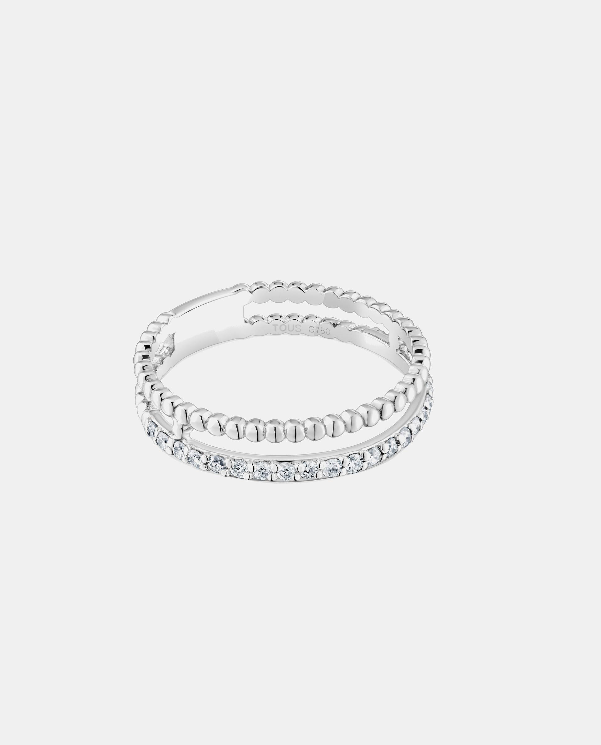 Anillo les classiques doble mediano de oro blanco y diamantes - Tous - Blanco Blanco-2