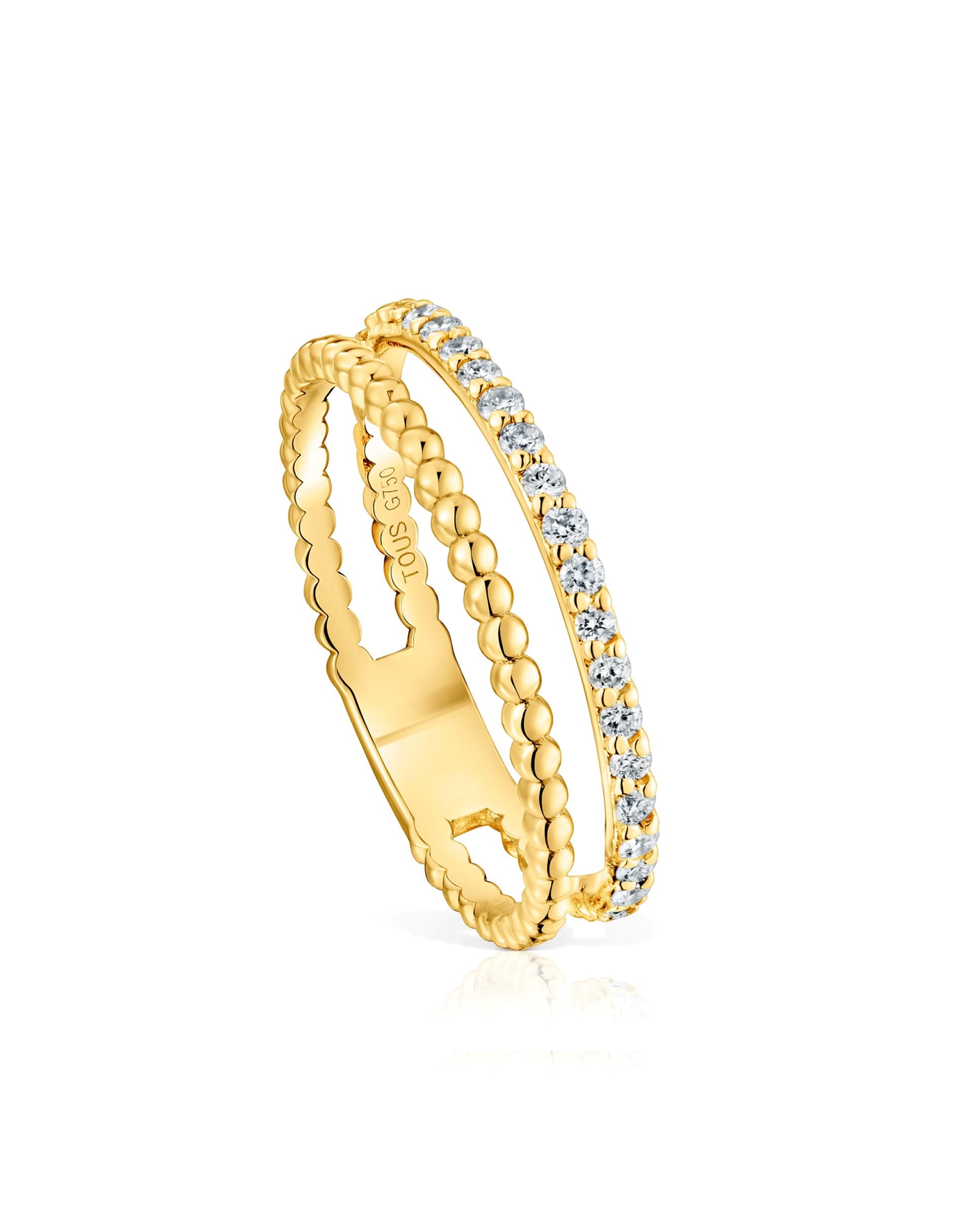 Anel Duplo Les Classiques de Ouro e Diamantes Branco-1
