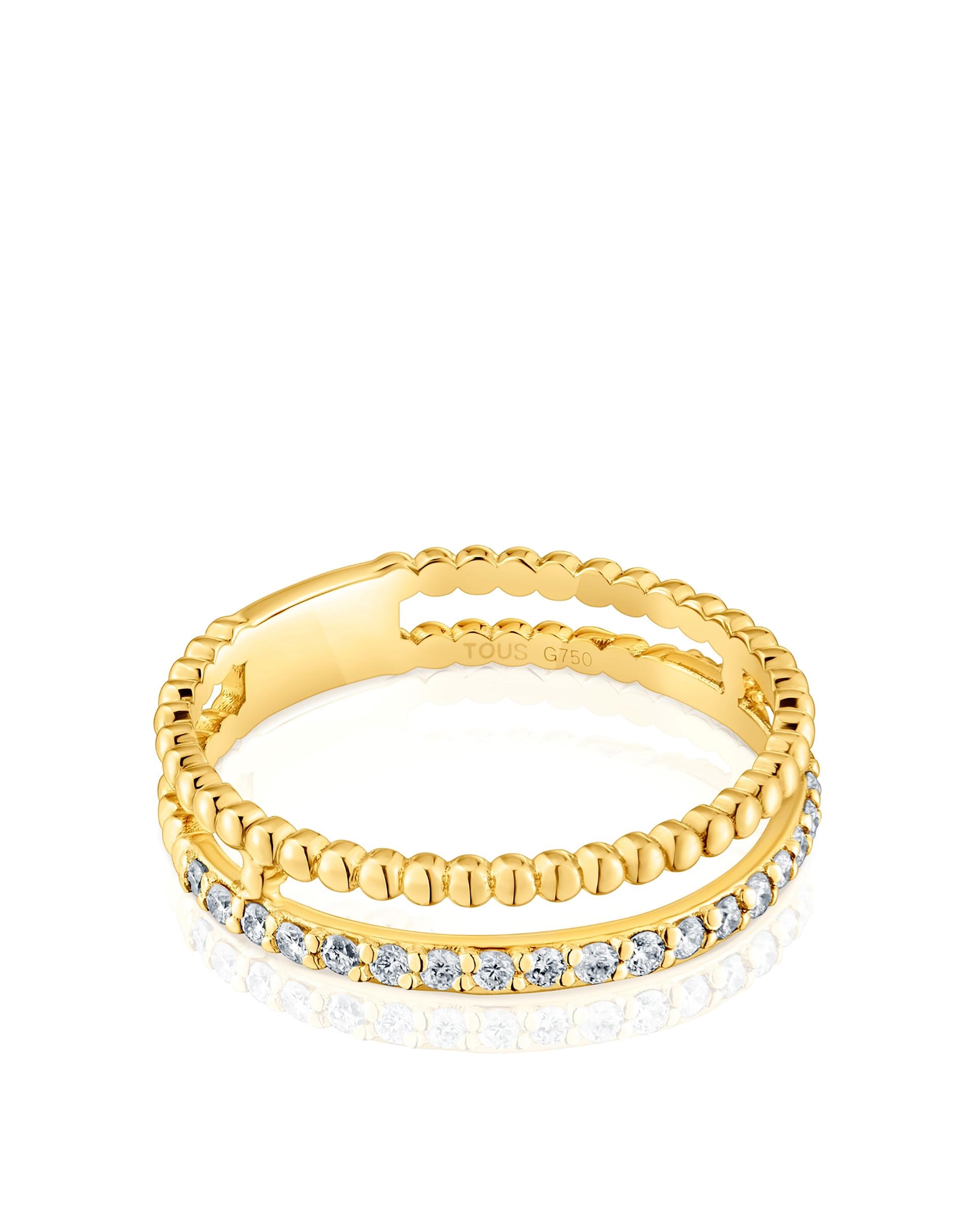Anel Duplo Les Classiques de Ouro e Diamantes Branco-2