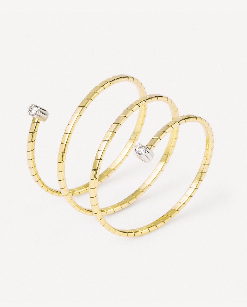 Imagen 0 de Anillo doble atelier espiral de oro con diamantes Blanco