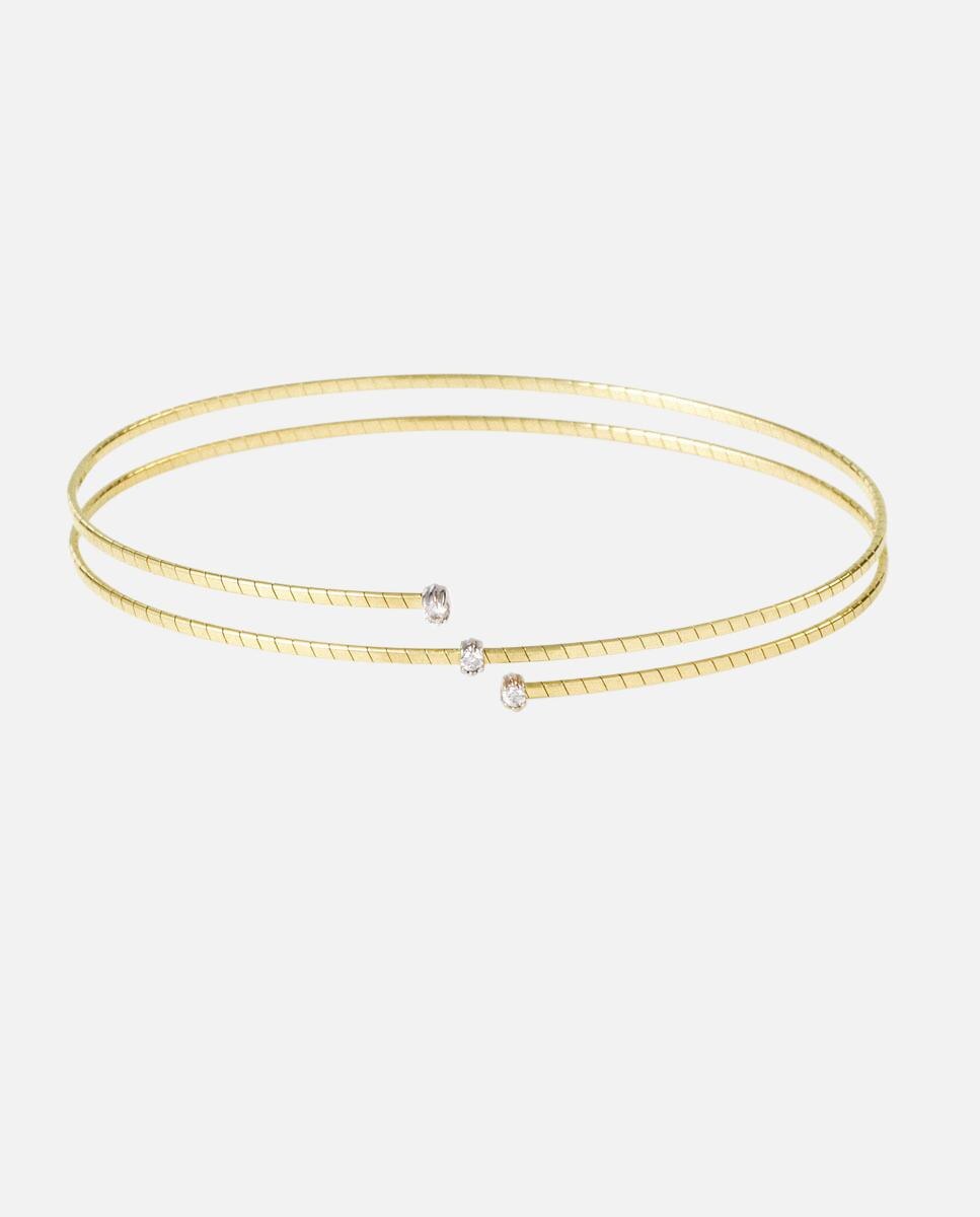 Imagen 0 de Pulsera atelier espiral de oro con tres diamantes Blanco