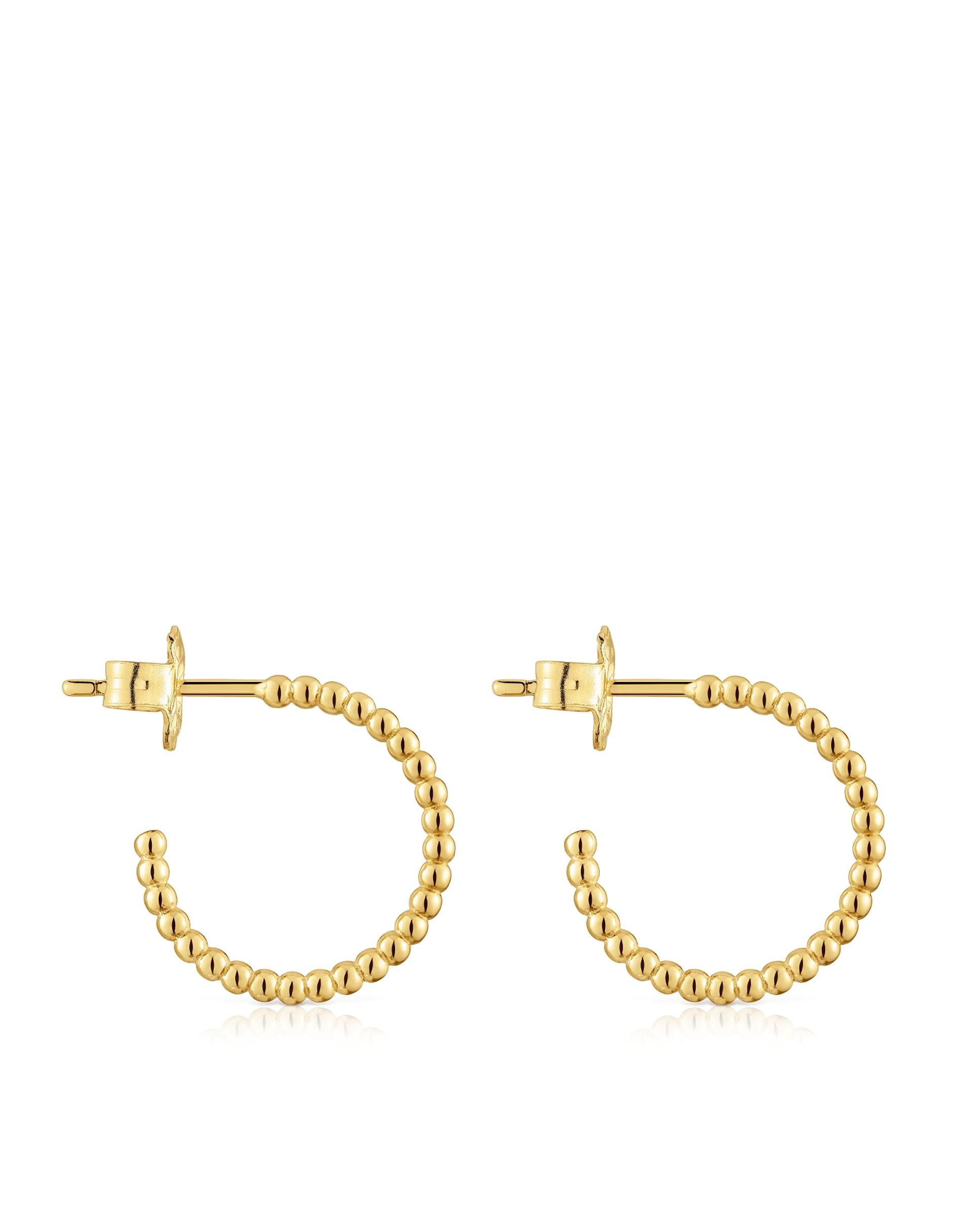 Brincos de Aro Básico Curto com Bolas Banhado a Ouro 18 Kt em Prata Dourado-2