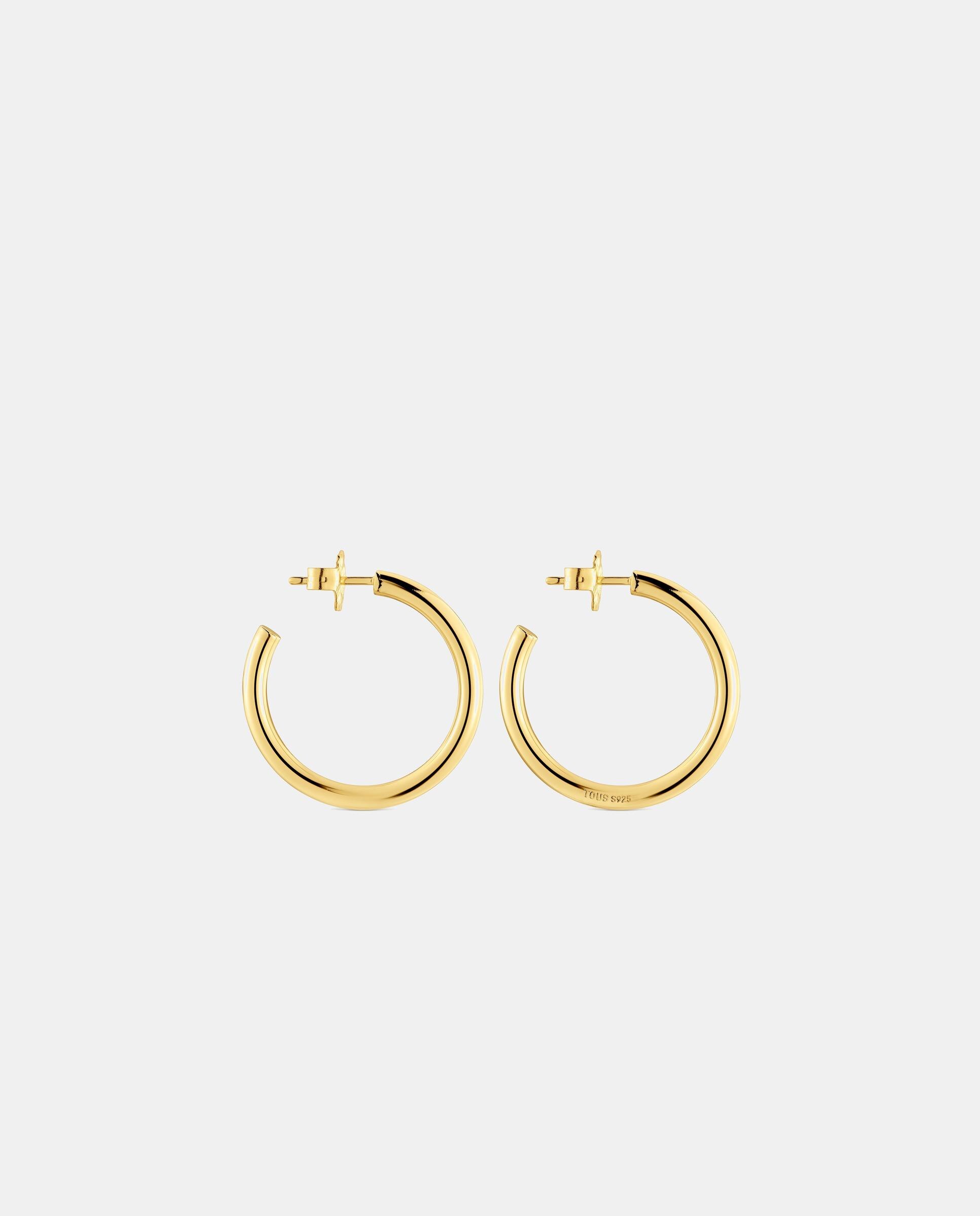 Pendientes de aro básicos largos bañado en oro 18 kt sobre plata - Tous - Dorado Dorado-2