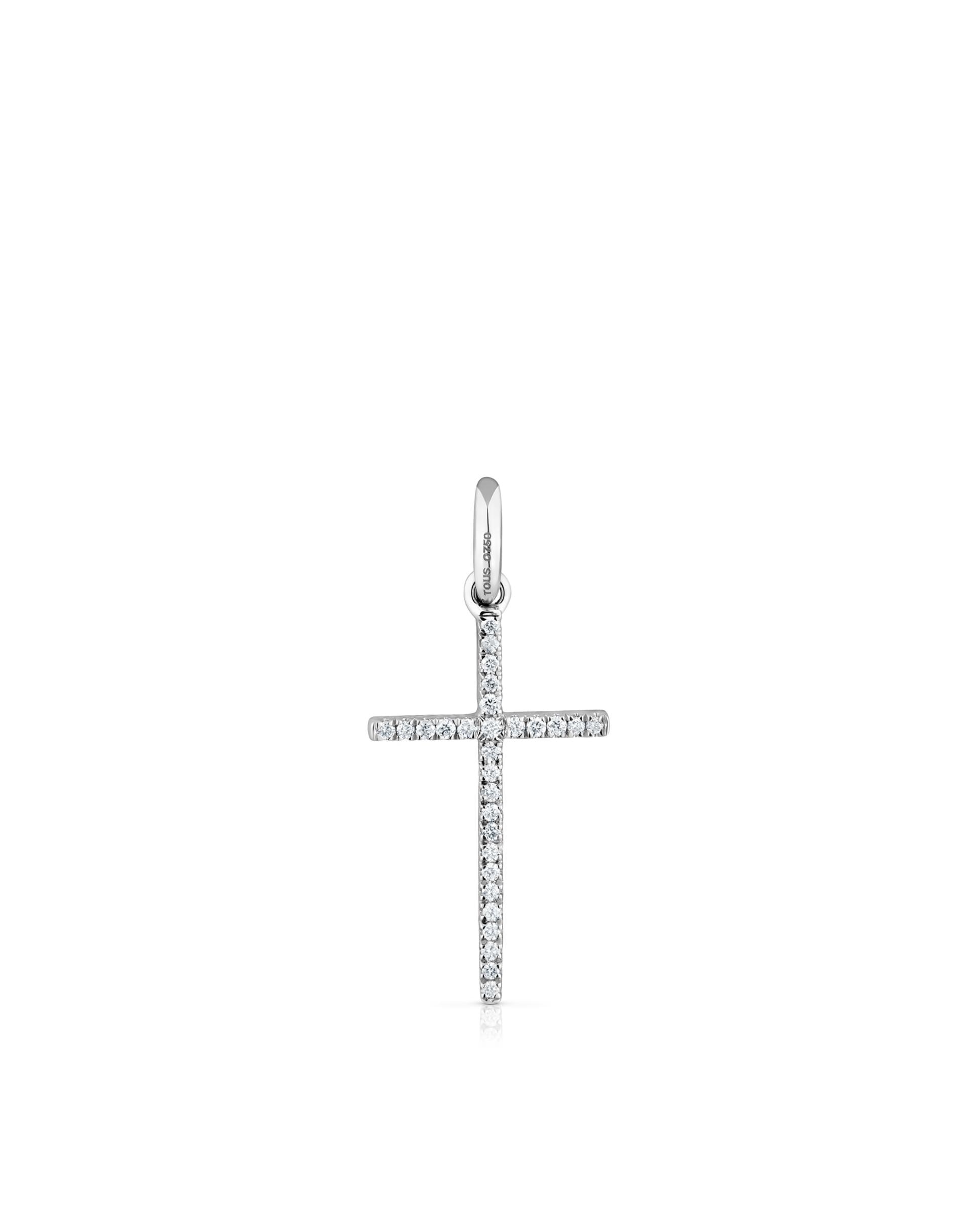 Imagem 0 de Pendentes Basics Cruz de Ouro Branco e Diamantes