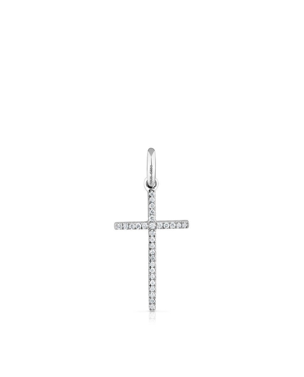 Colgante Basics cruz de oro blanco y diamantes Blanco-1