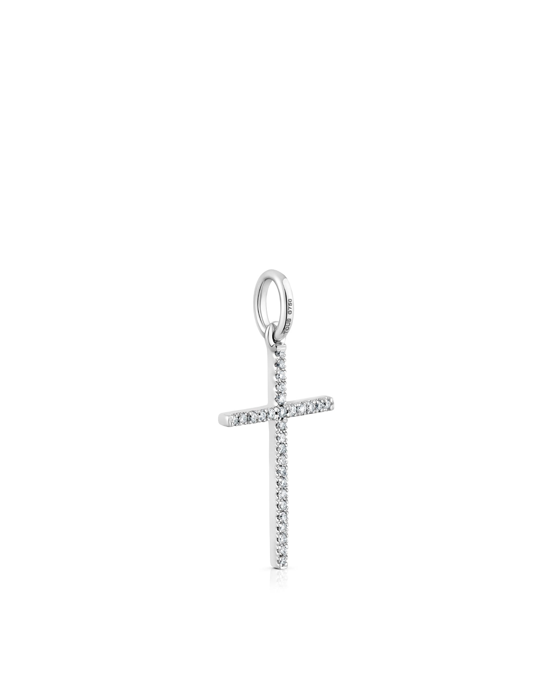 Pendente Basics Cruz de Ouro Branco e Diamantes Branco-2