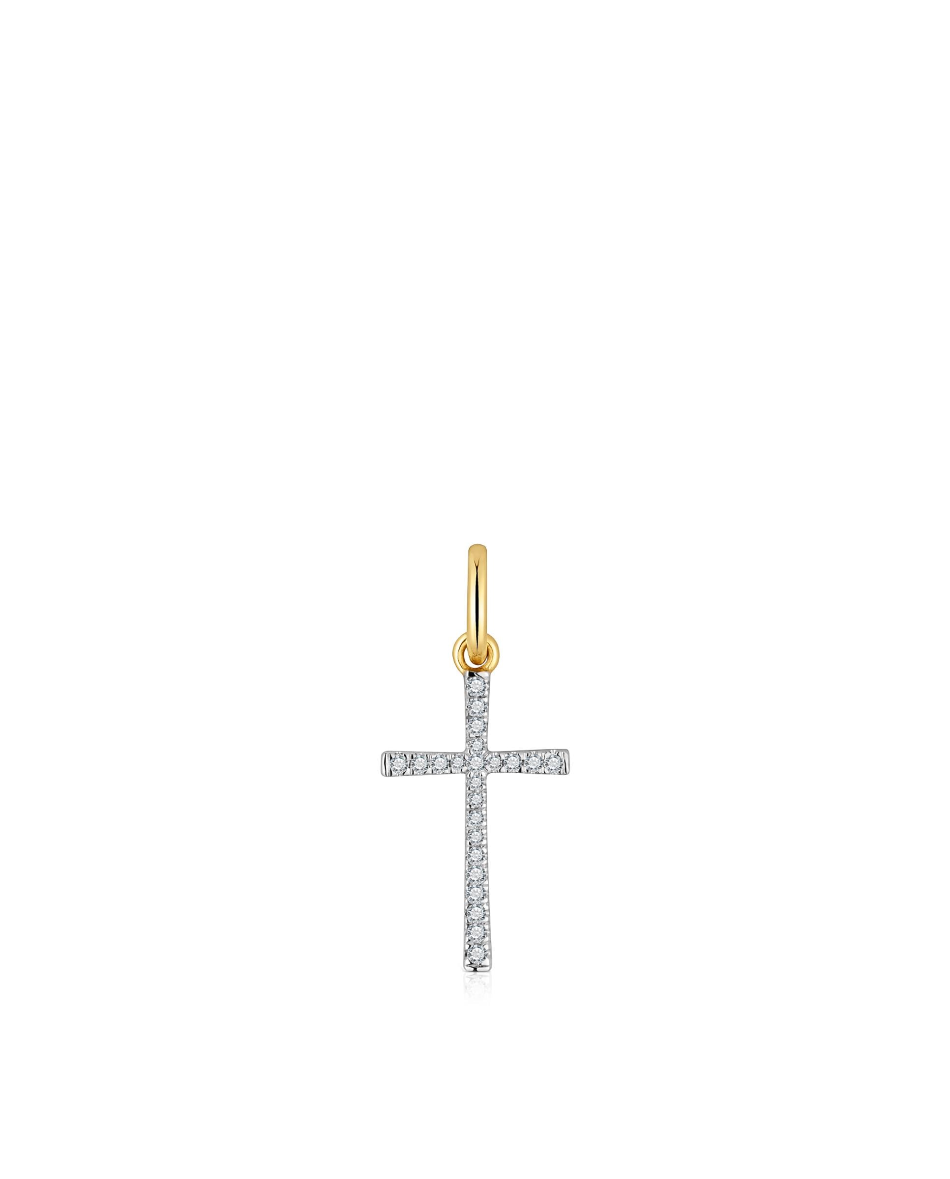 Pendente Basics Cruz de Ouro e Diamantes Branco-1