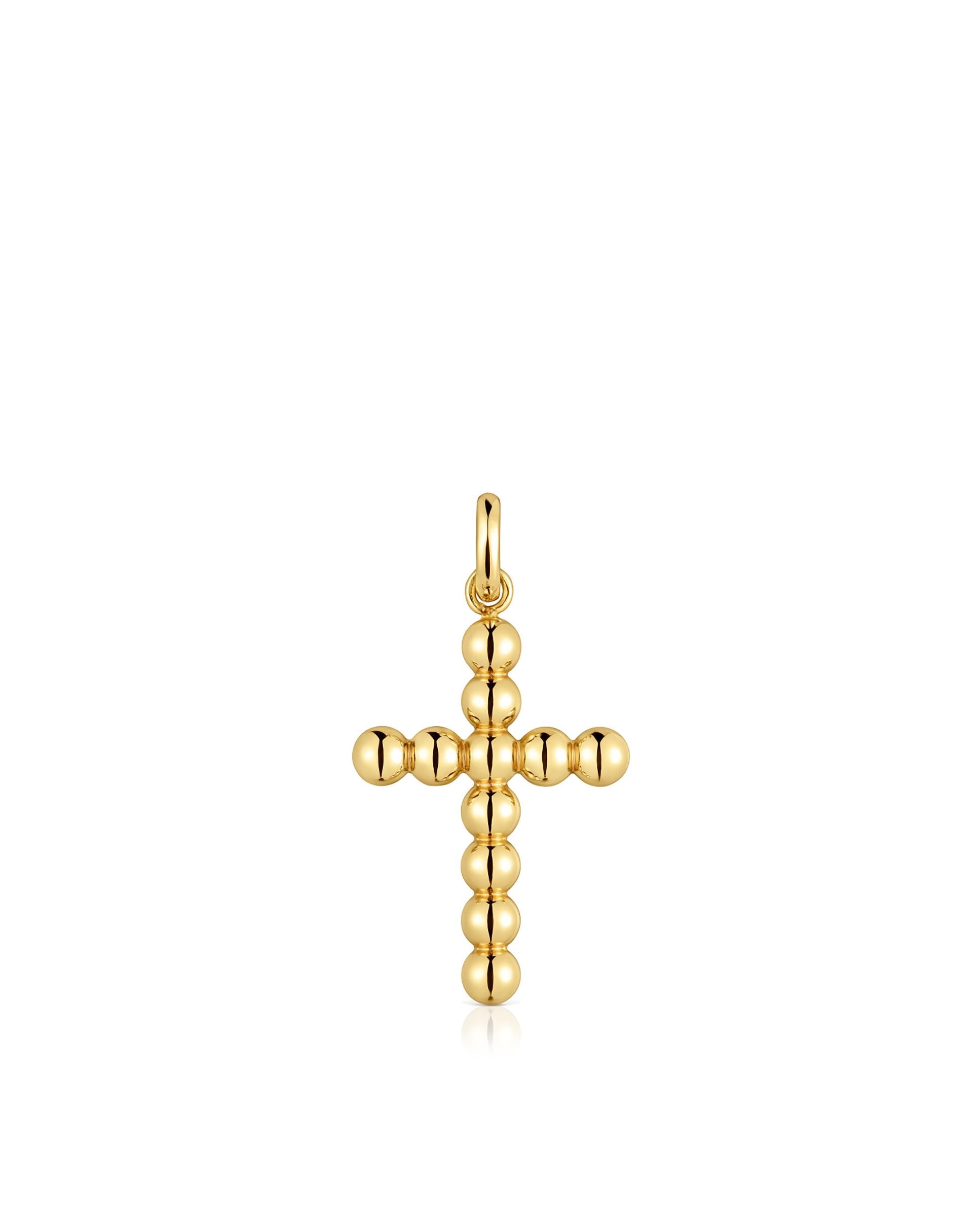 Pendente Basics Médio com Cruz de Ouro Dourado-1