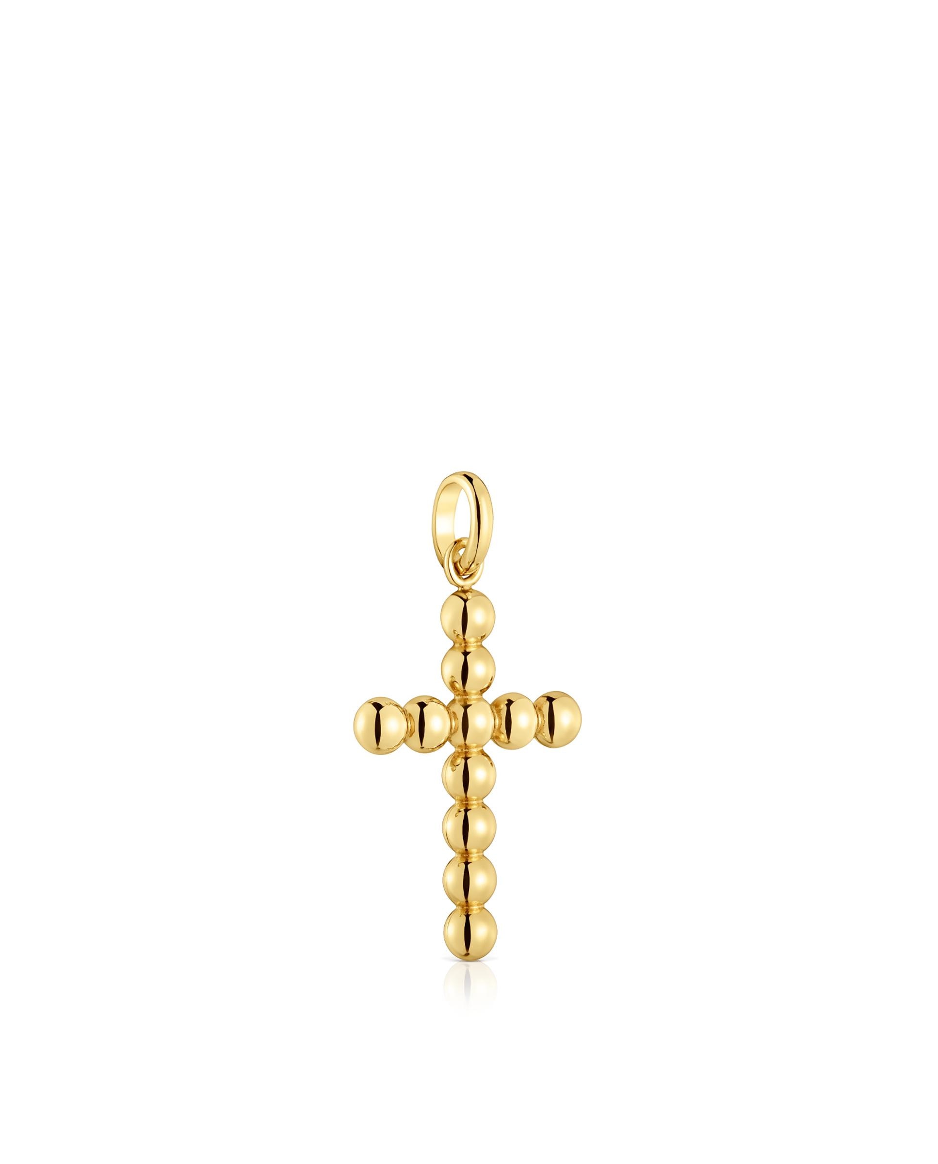 Pendente Basics Médio com Cruz de Ouro Dourado-2