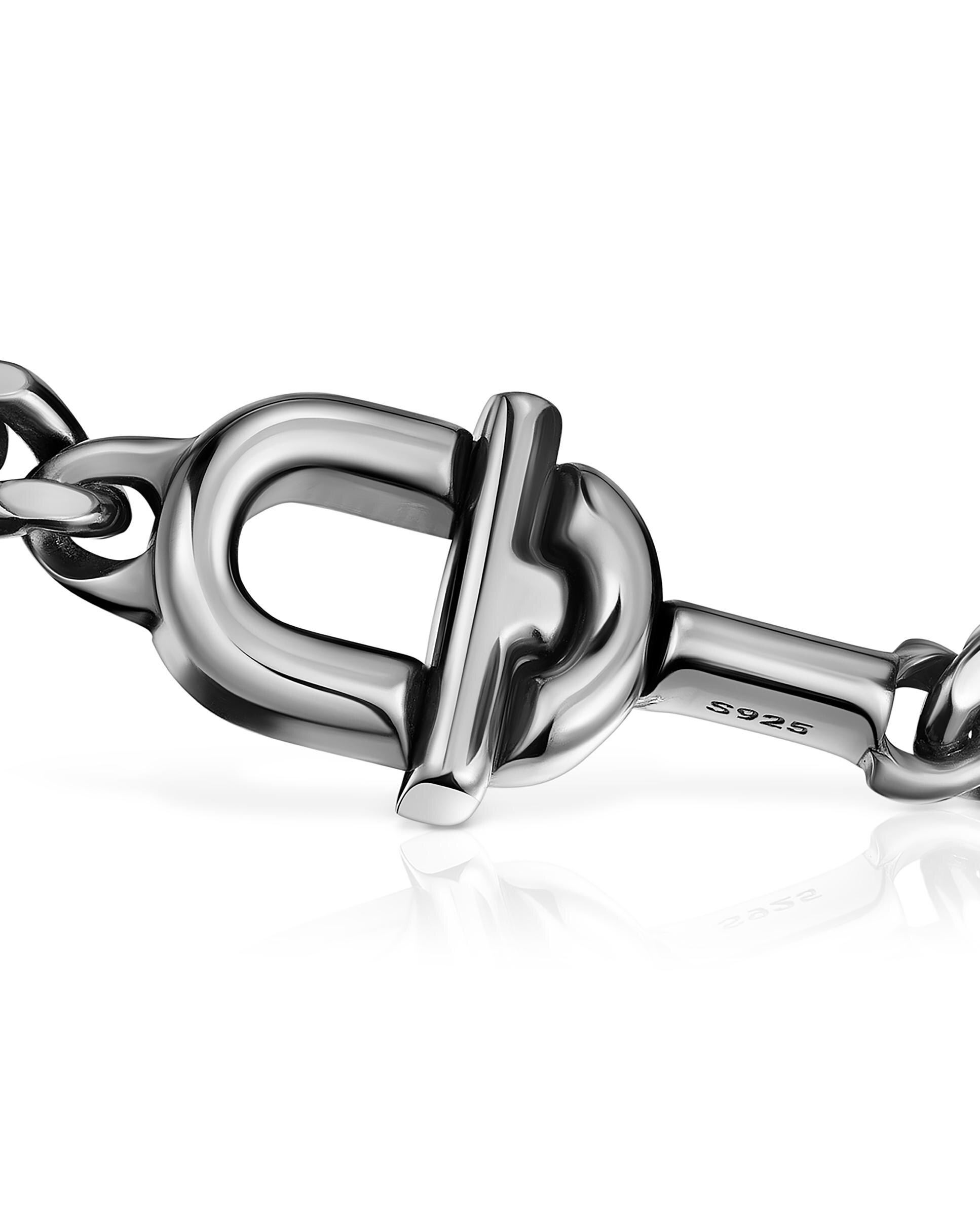 Pulseira de Corrente Manifesto de Barbada em Prateado Cinzento-escuro Cinzento-escuro-2