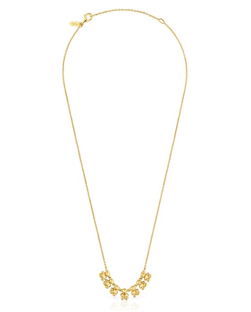 Imagen 0 de Collar Bold Bear corto bañado en oro 18 kt sobre plata con osos