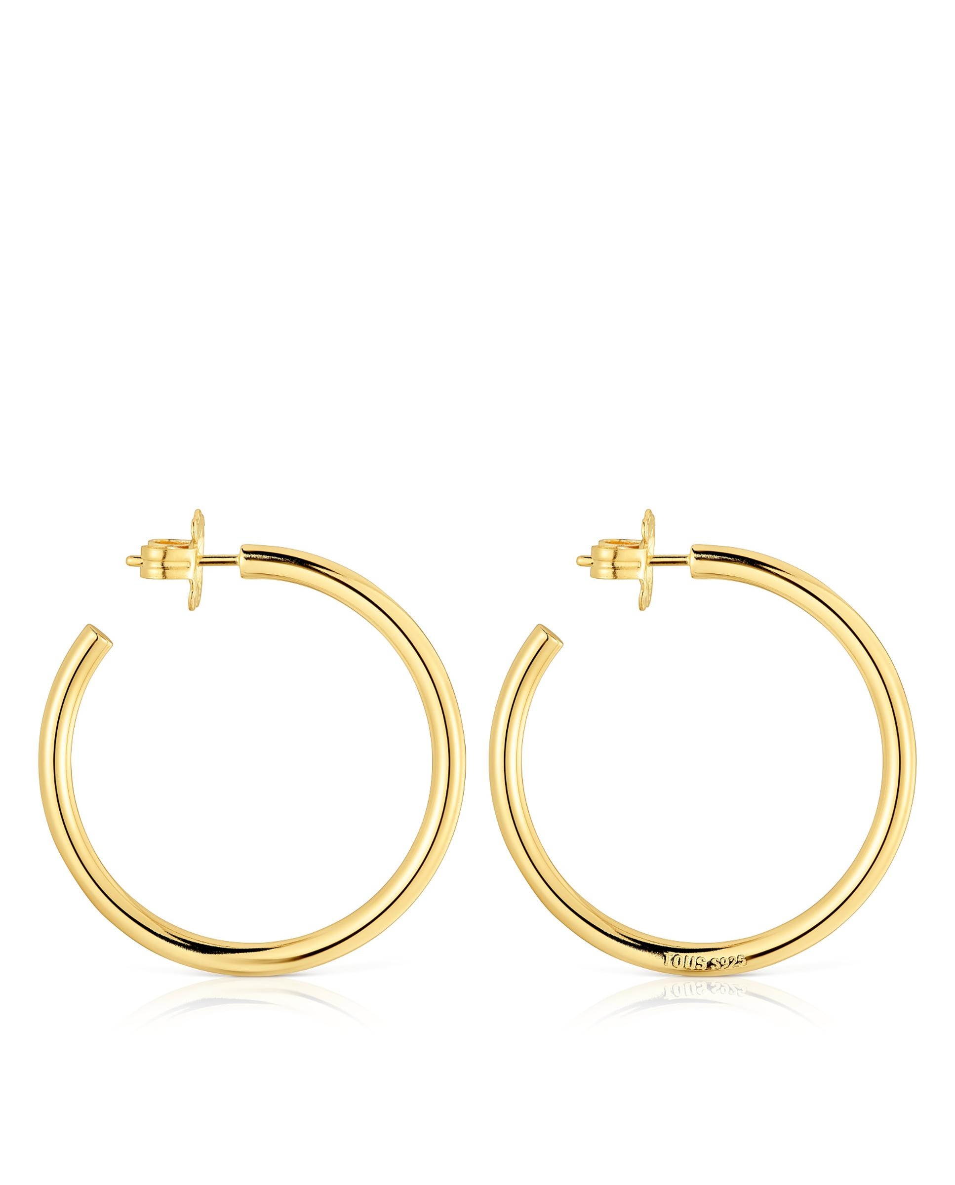 Brincos de Argola Basics Compridos Banhados a Ouro 18 Kt Sobre Prata Dourado-2