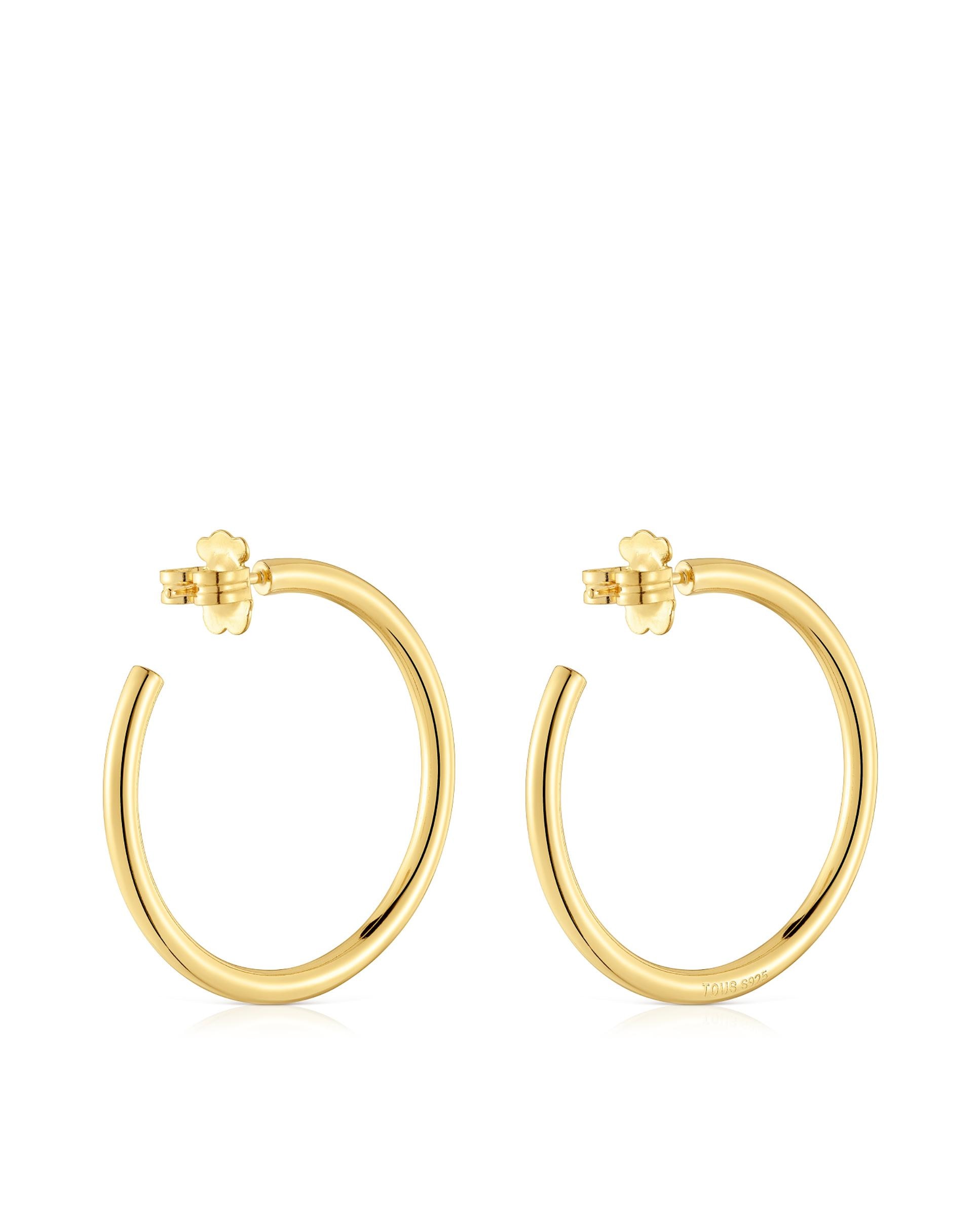 Brincos de Argola Basics Compridos Banhados a Ouro 18 Kt Sobre Prata Dourado-3