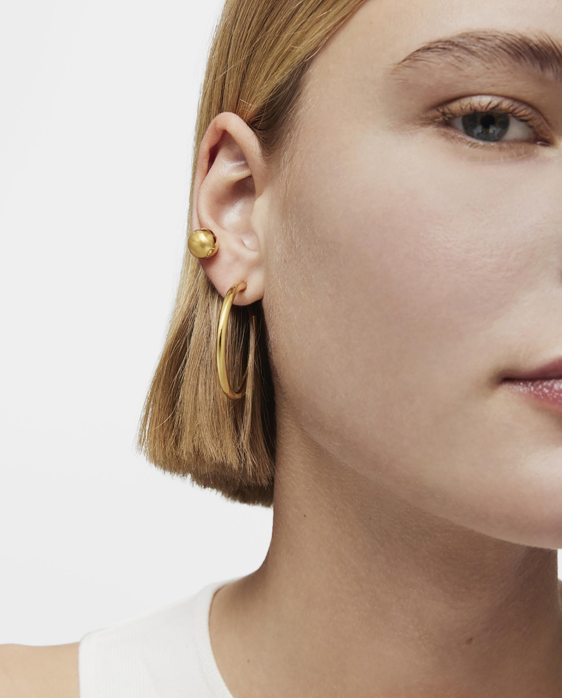 Brincos de Argola Basics Compridos Banhados a Ouro 18 Kt Sobre Prata Dourado-5