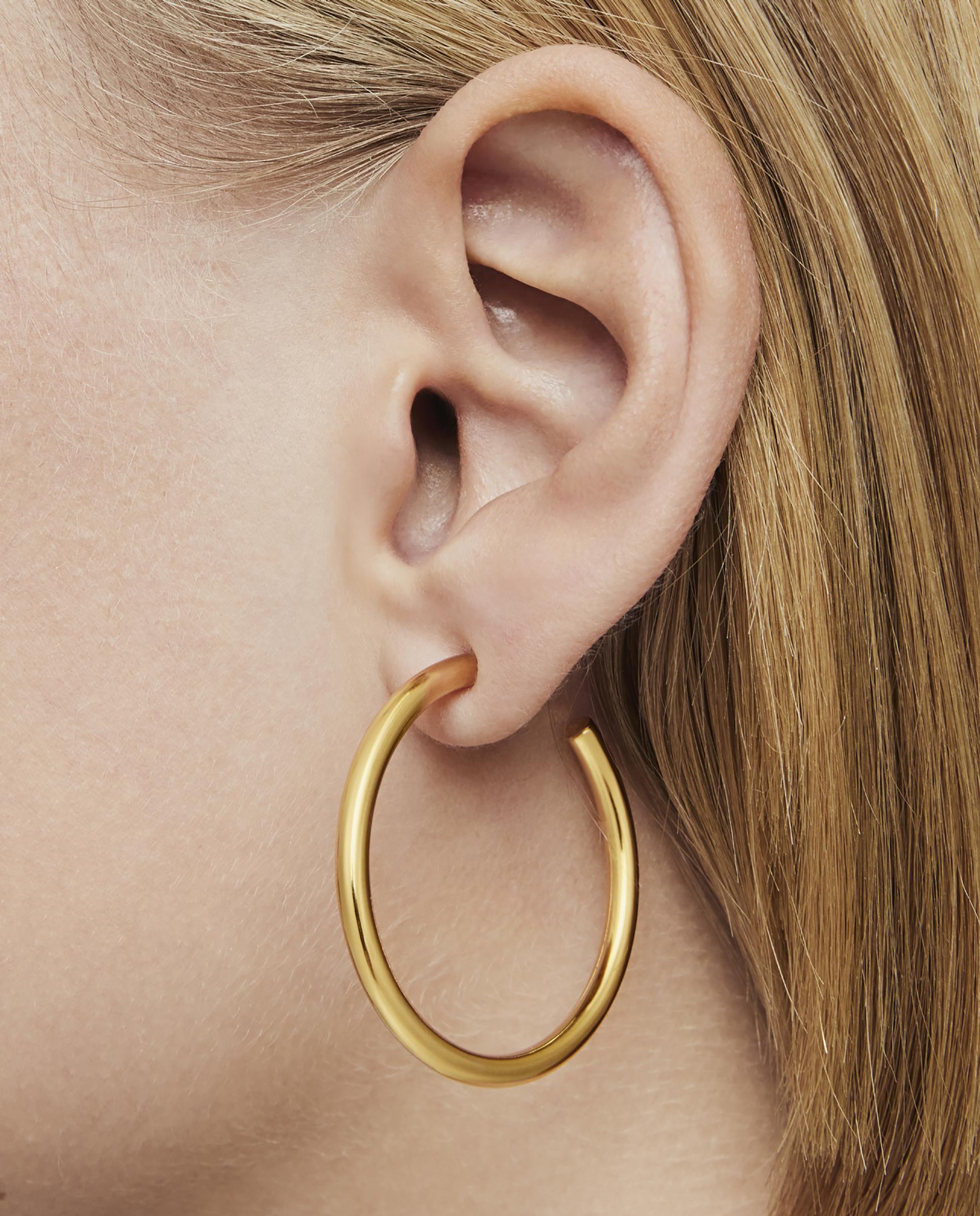 Brincos de Argola Basics Compridos Banhados a Ouro 18 Kt Sobre Prata Dourado-6