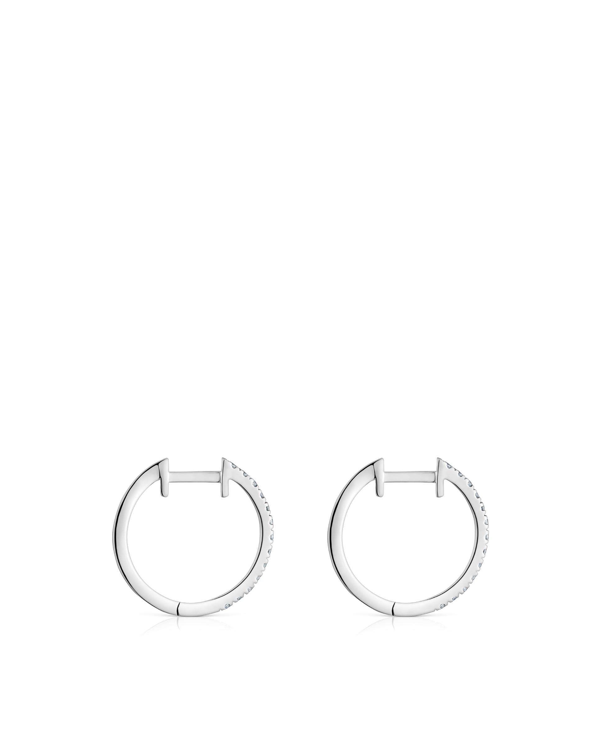 Brincos de Aro Les Classiques de Aro Curtos em Ouro Branco com Diamantes Branco-2