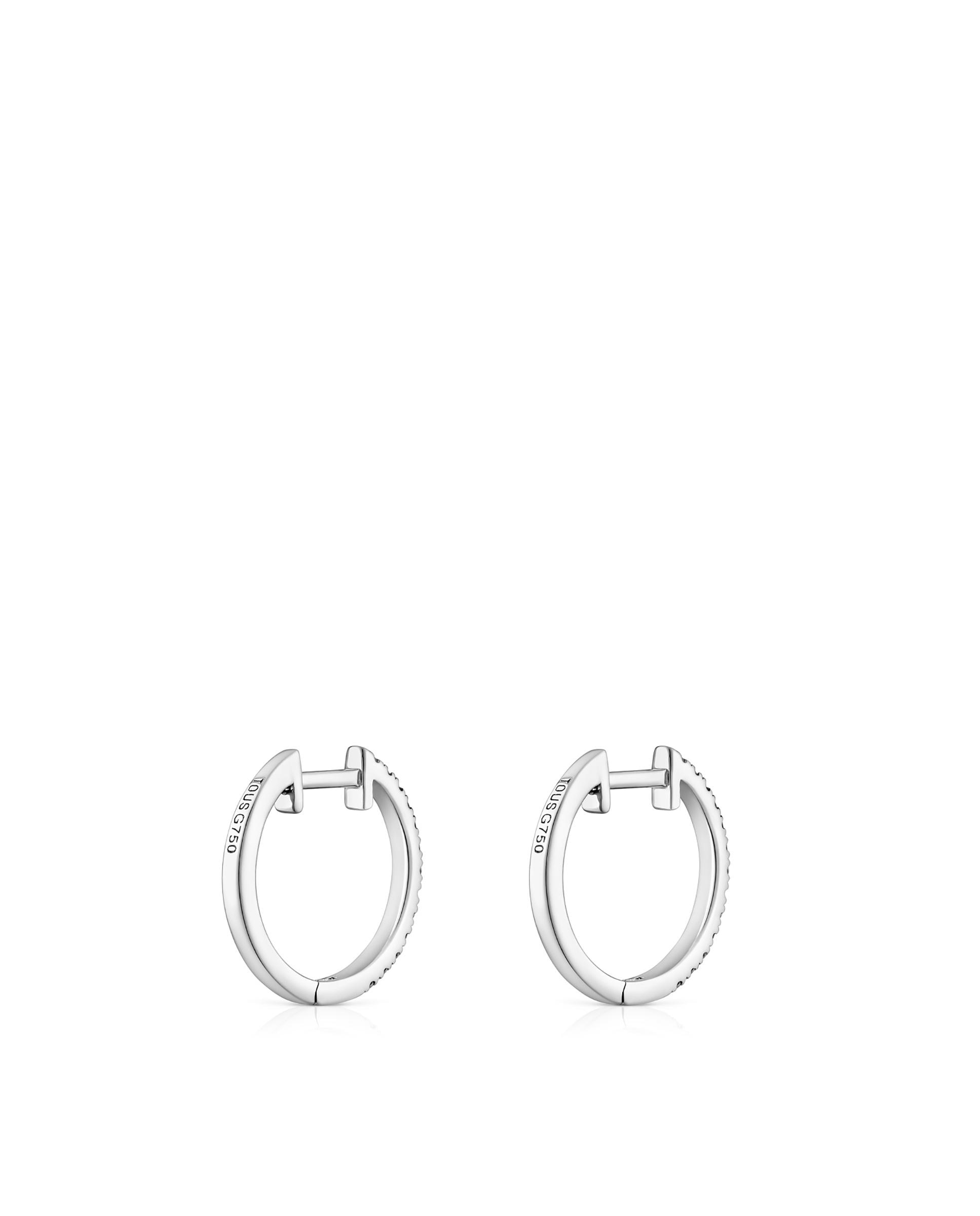 Brincos de Aro Les Classiques de Aro Curtos em Ouro Branco com Diamantes Branco-3